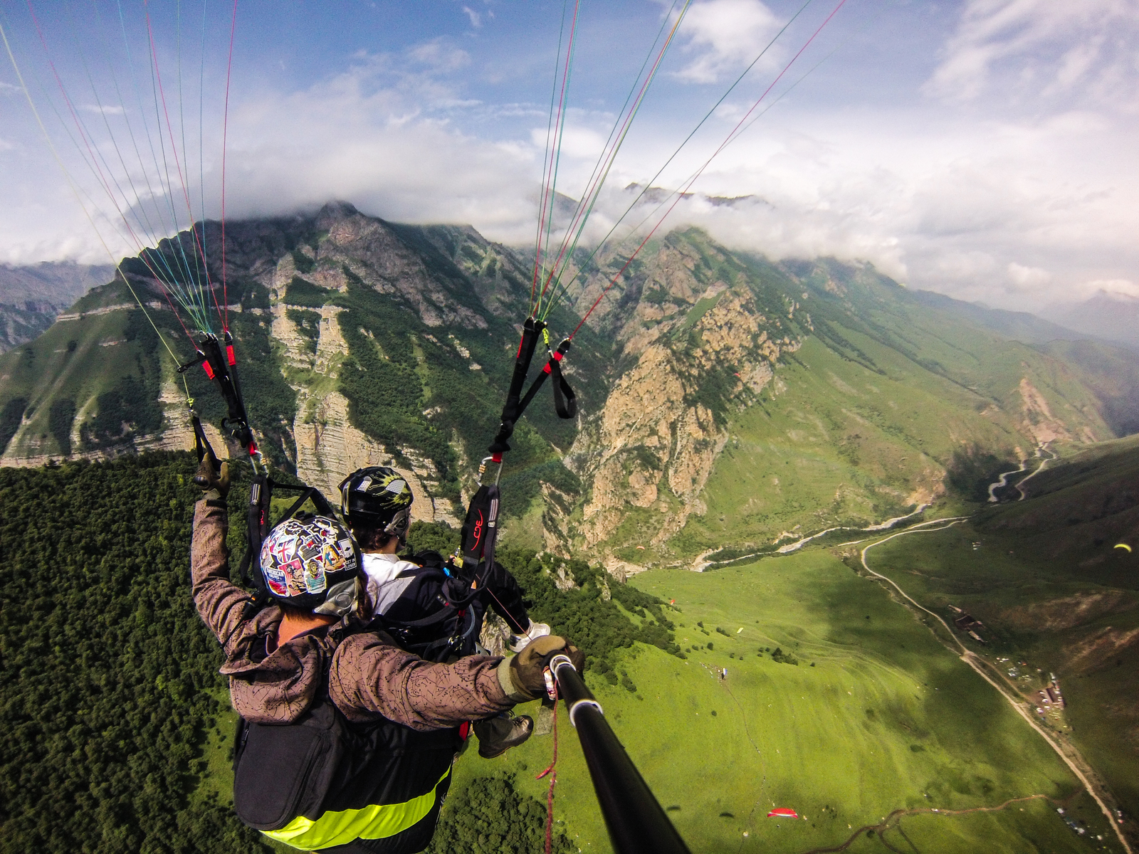 Горы, вид сверху. - Моё, GoPRO, Параплан, Парапланеризм, Эльбрус, Чегем, Длиннопост