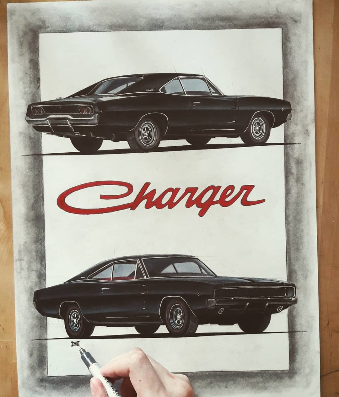 Featured Works: 2004 Subaru Impreza WRX, '68 Dodge Charger, Ford Mustang SN95 - My, Subaru, Dodge, Dodge charger, Ford mustang, Art, Drawing, Pencil drawing, Auto, Longpost