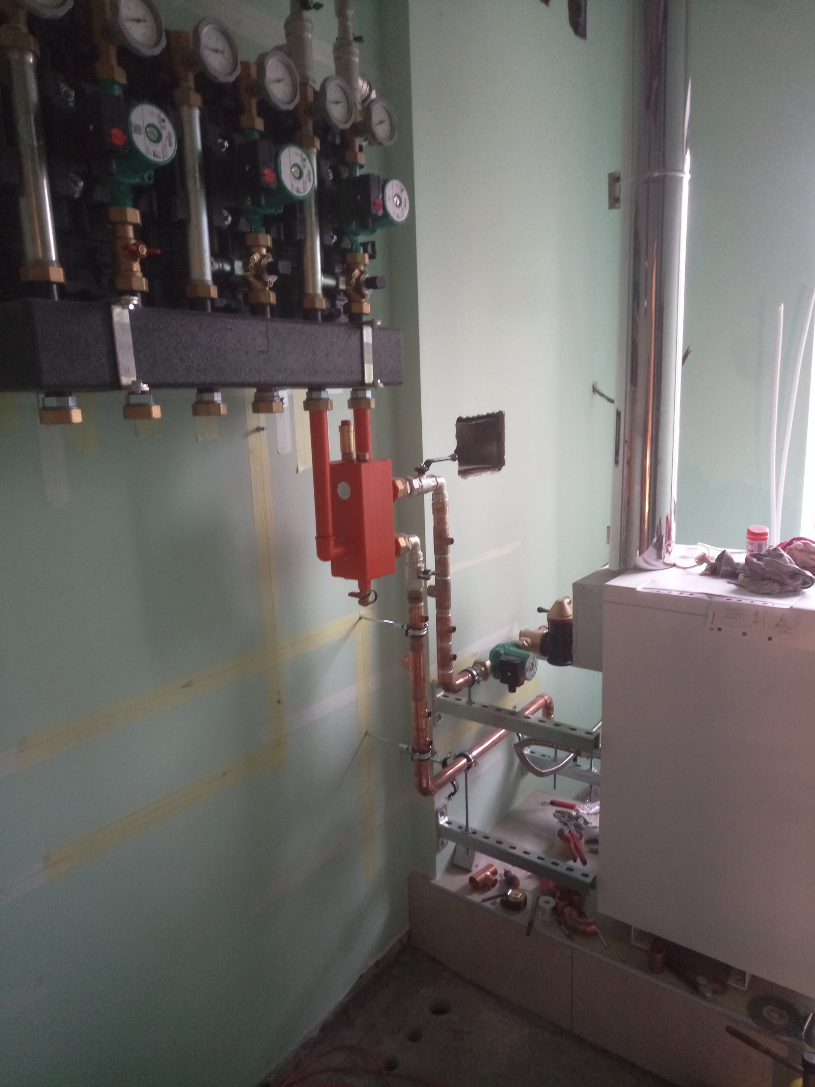 Everyday plumbing 13 - Boiler room piping - My, Engineering systems, Boiler room, Copper, Samara, Plumber, Longpost