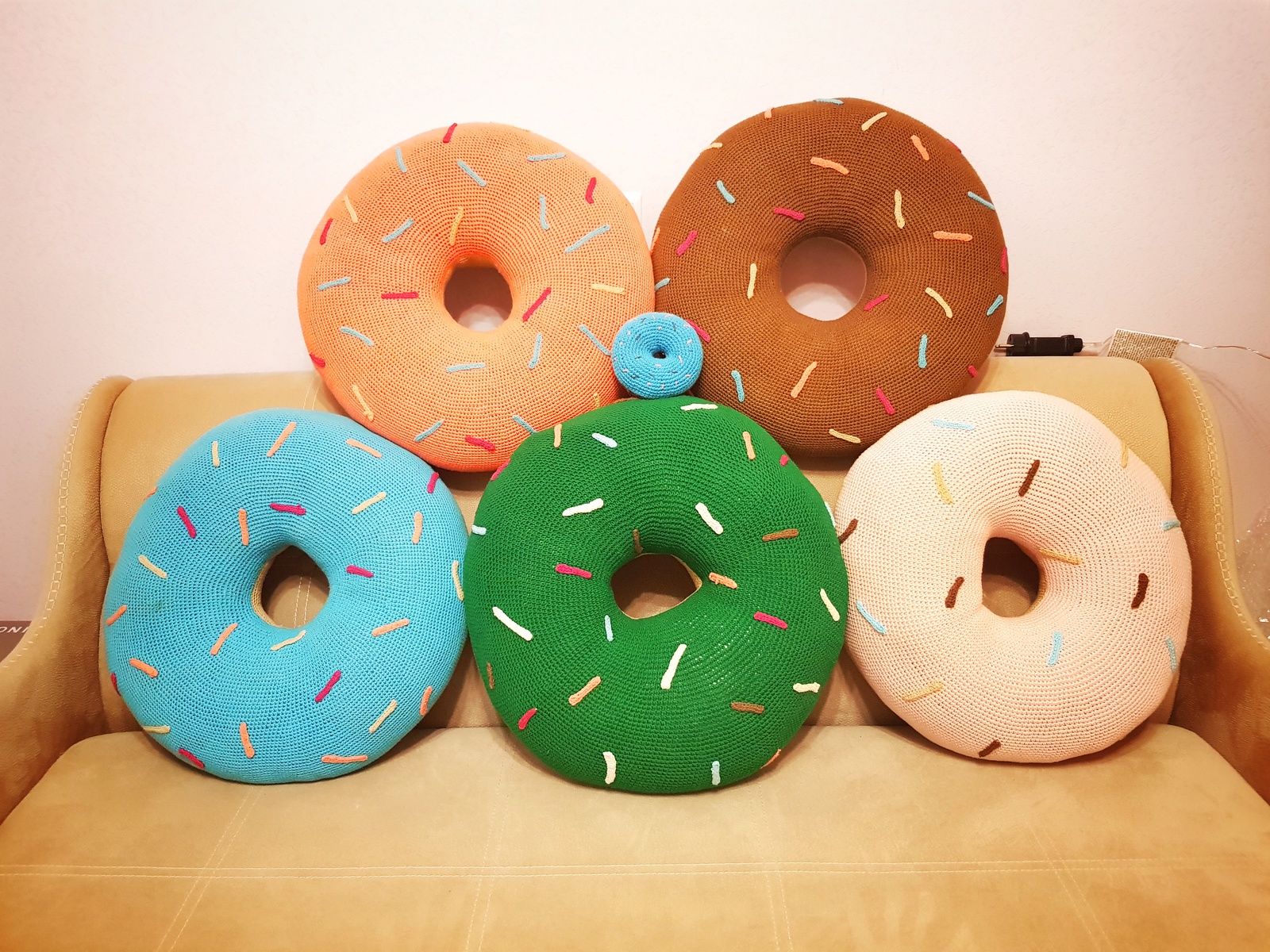 donut family - My, Knitting, Crochet, Handmade, Donuts, Hobby, Needlework without process, Longpost