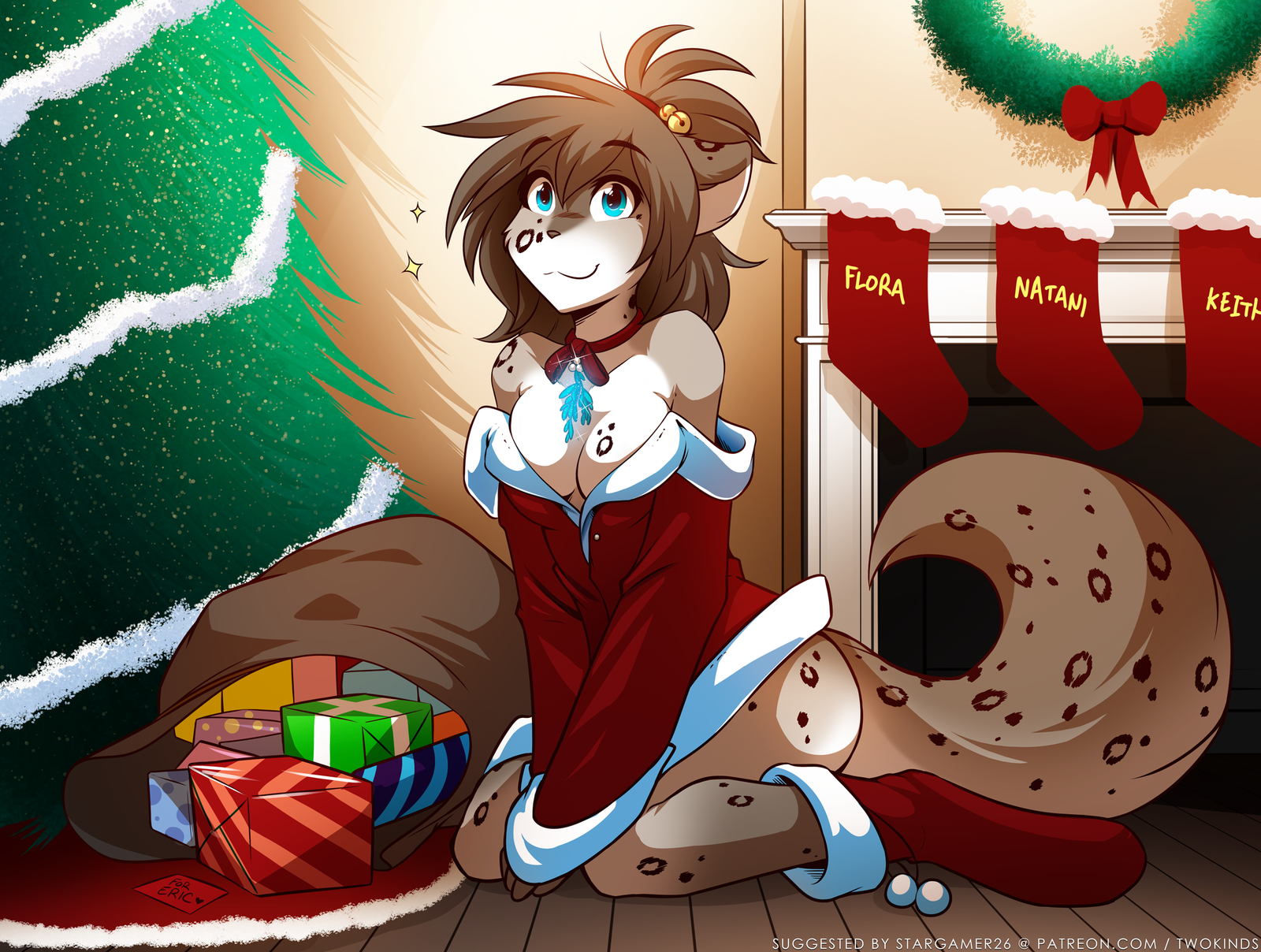Christmas Kat - Furry, Art, Anthro, Kathrin, Christmas, Twokinds, Tom Fischbach