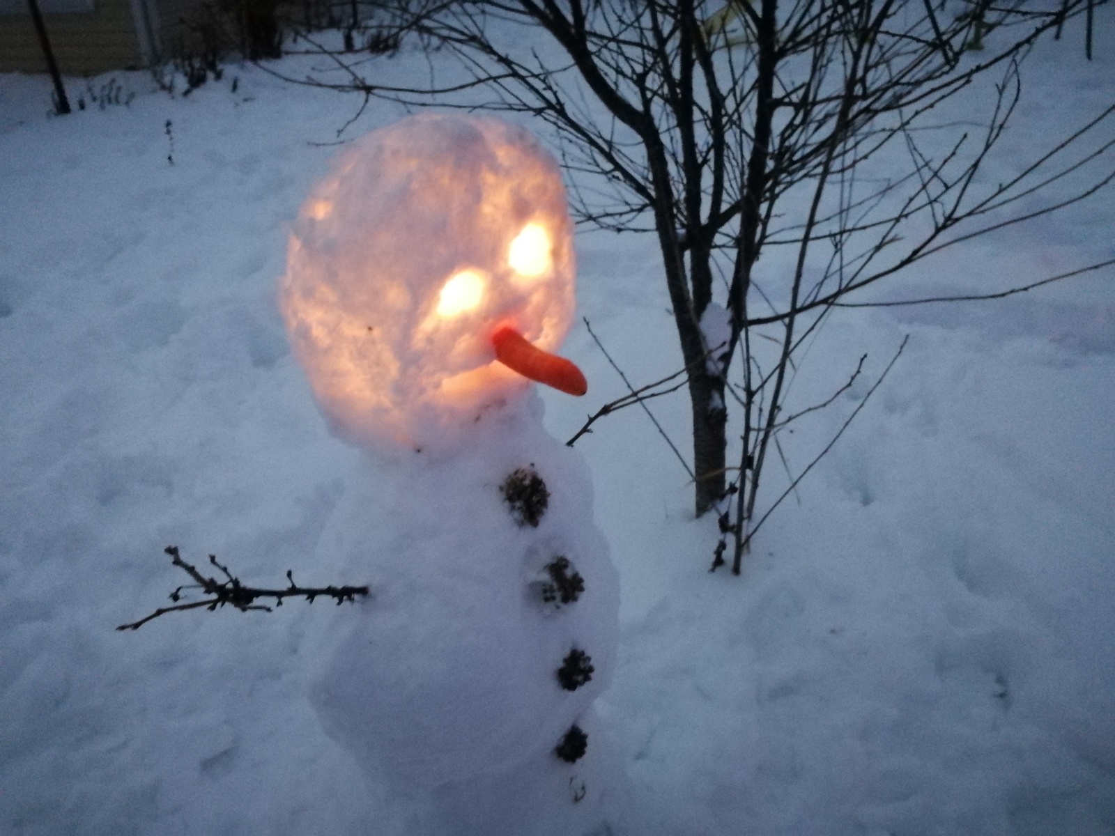 sinister snowman - My, snowman, Candle, With your own hands, Longpost