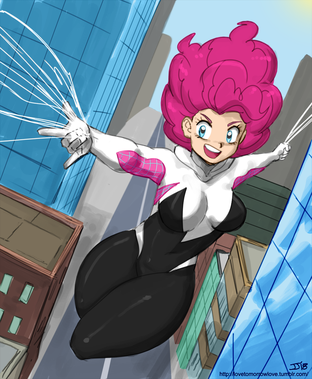 Maybe it's not a web - My little pony, Pinkie pie, John joseco, Crossover, Gwen Stacy, Humanization, MLP Edge