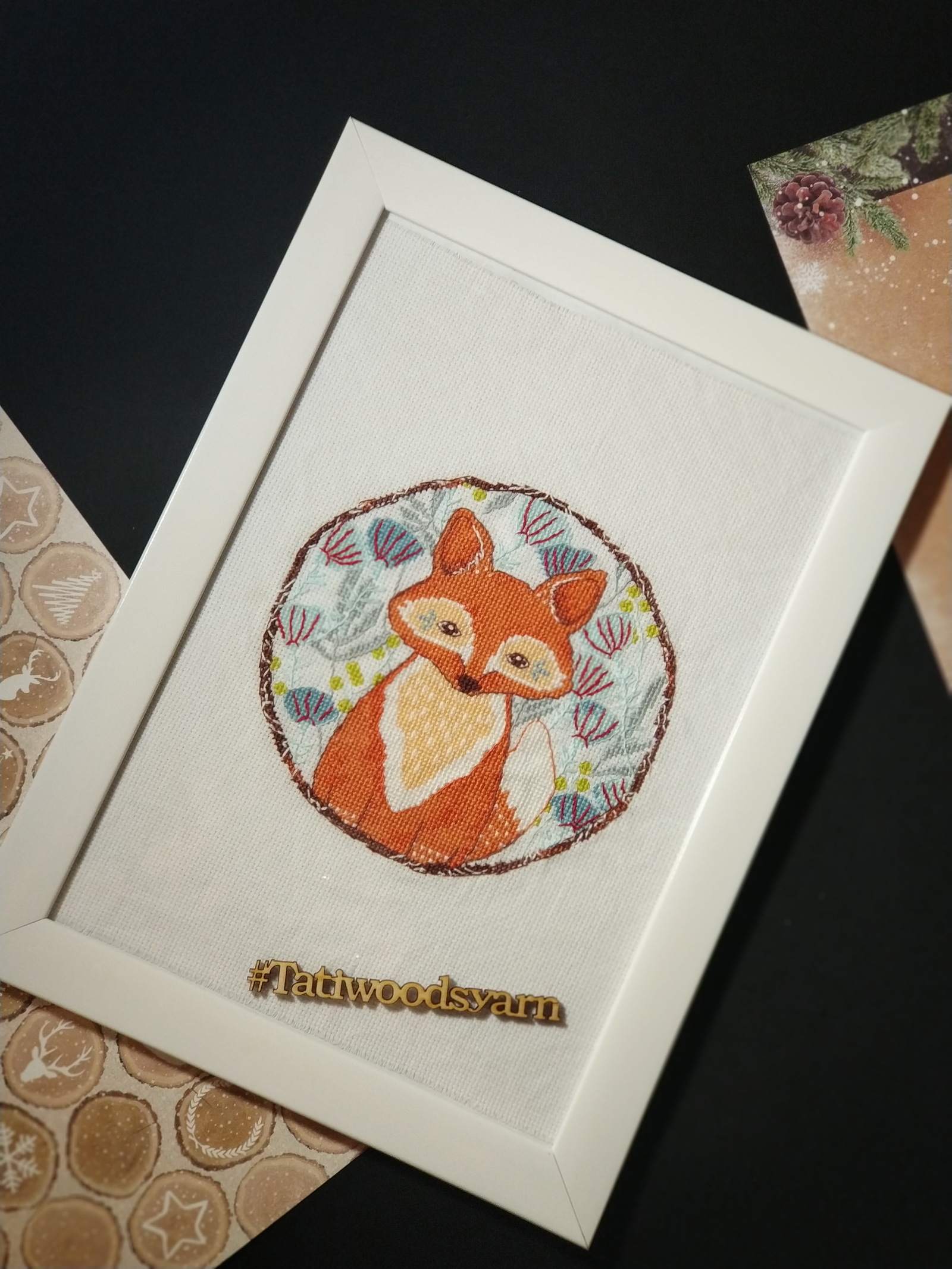 Scandinavian Chanterelle cross stitch - My, Needlework with process, Cross-stitch, Fox, Children, Handmade, Longpost