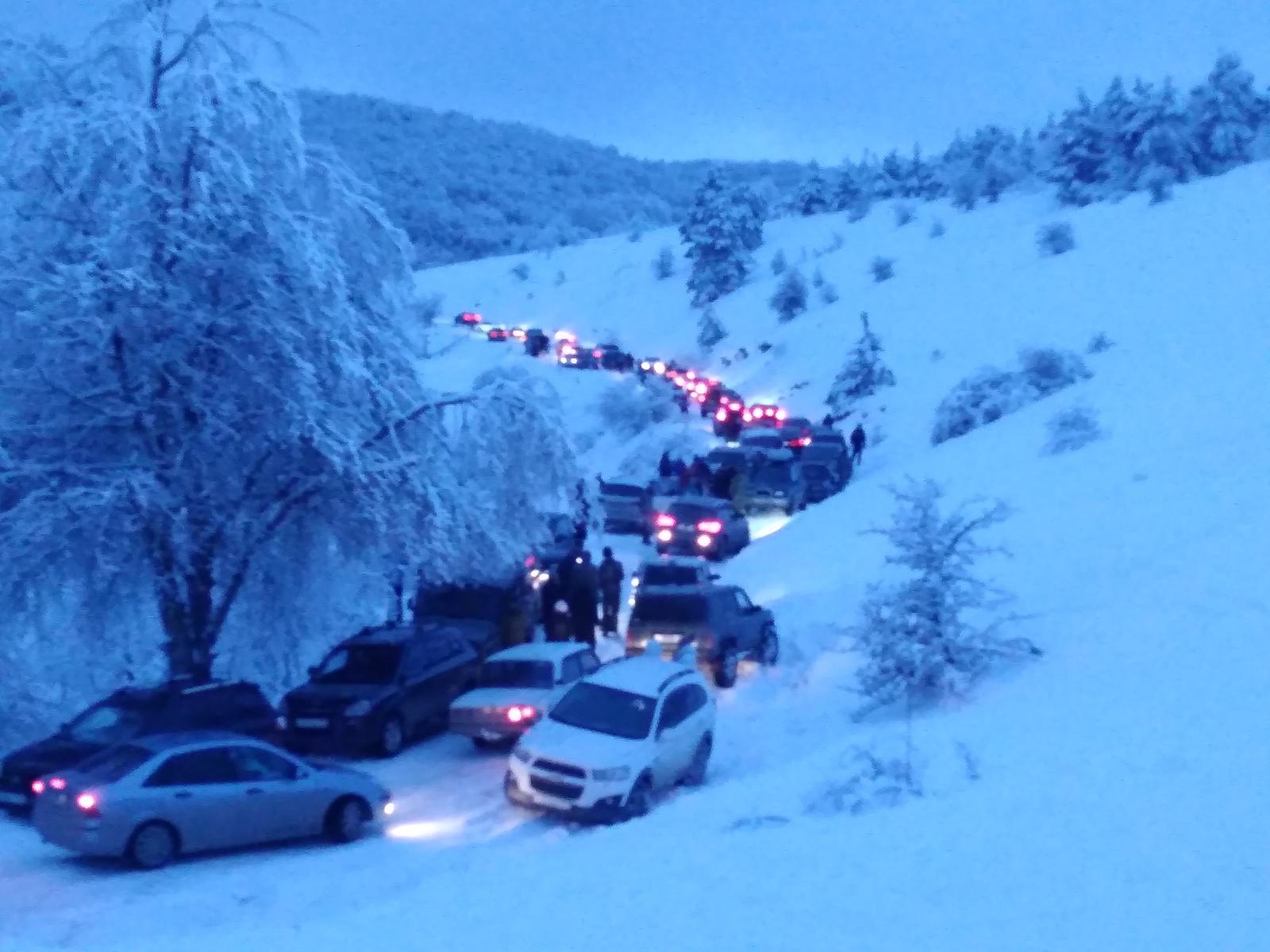 Crimean winter fairy tale and transport collapse - Ai-Petri, Crimea, Winter, , Black Sea, Summer tires, Longpost