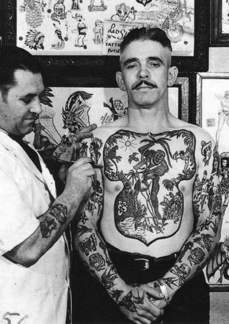 Tattoo retrospective: photos of masters and clients. - Tattoo, Retro, Old school, Longpost