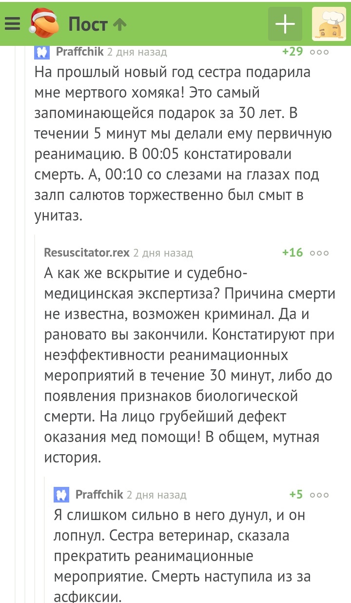 Странный подарок - Хомяк, Скриншот, Комментарии, Юмор, Животные, Истории из жизни, Новый Год, Длиннопост