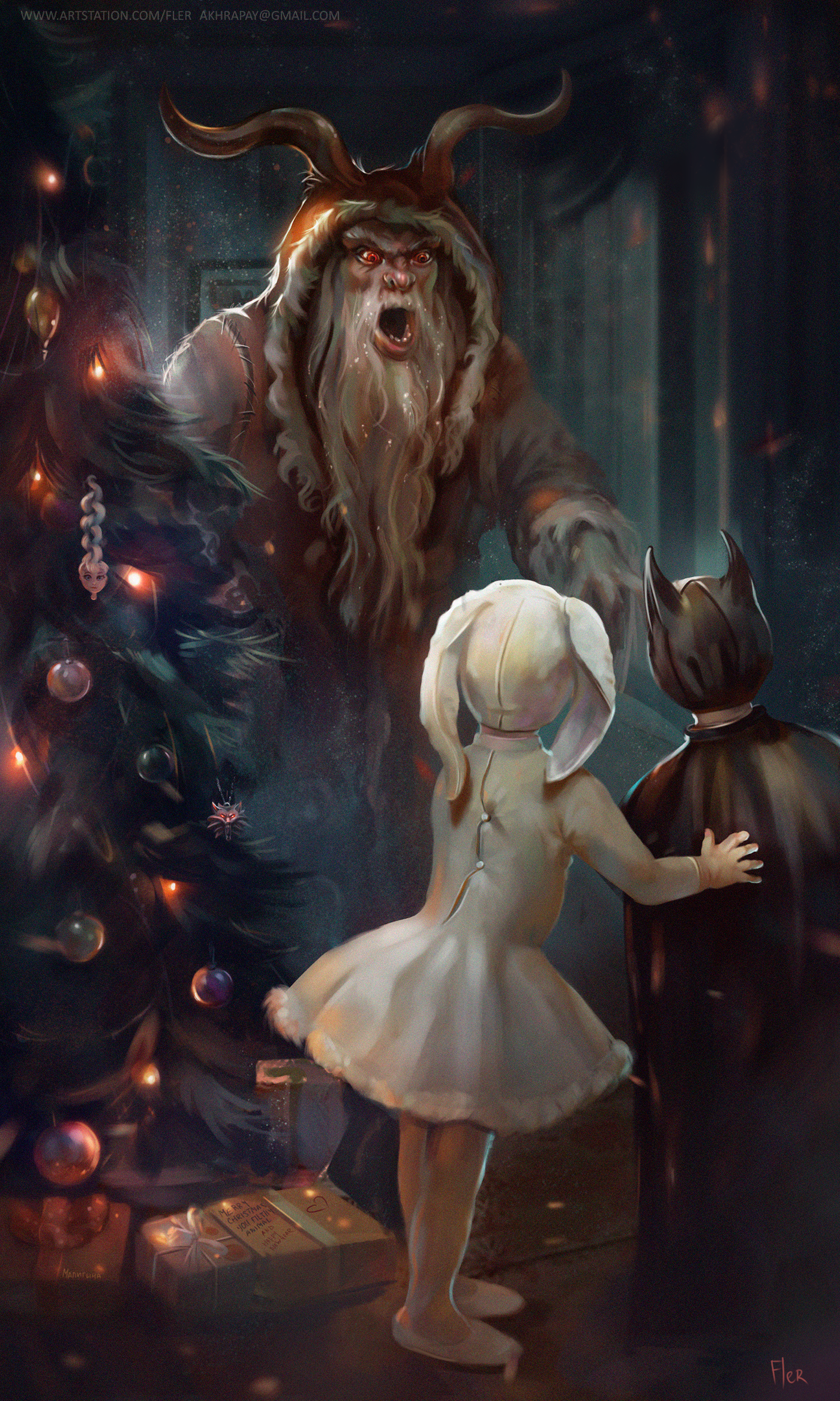 When I behaved badly - My, New Year, Christmas, Fantasy, Father Frost, Krampus, Children, Christmas tree, Art