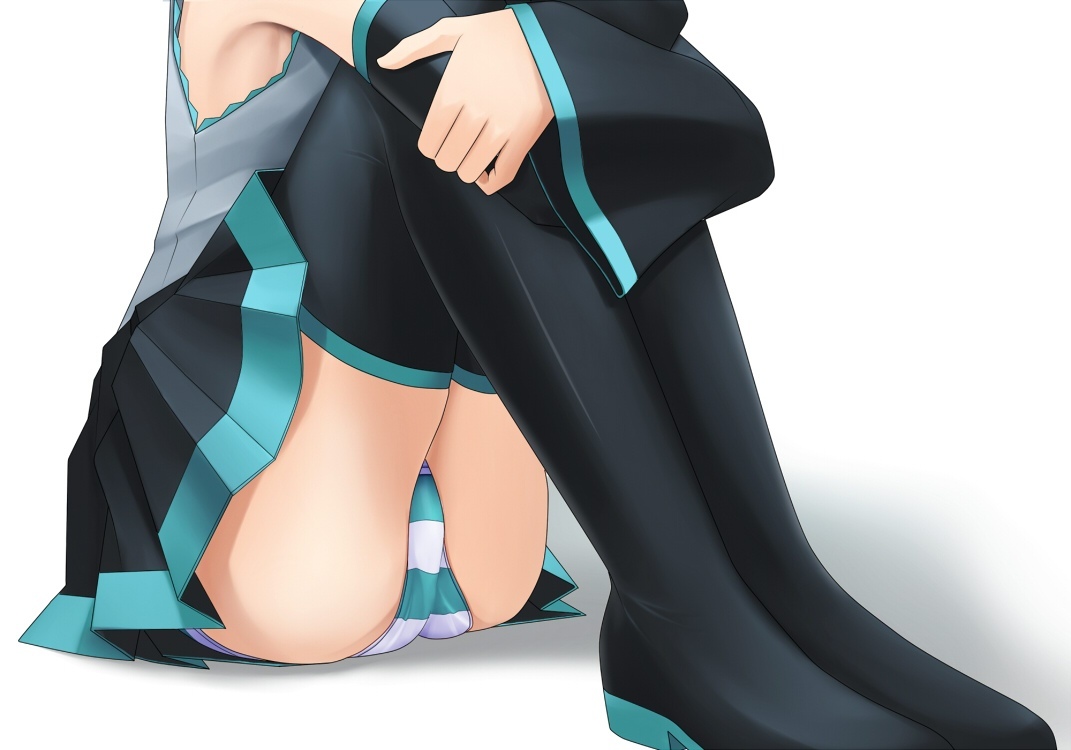 Miku - NSFW, Vocaloid, Hatsune Miku, 2D, Anime art, , Pantsu, Longpost, Underpants