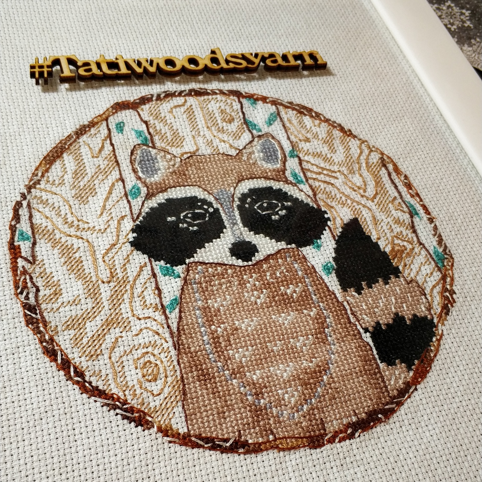 Scandinavian Raccoon. - My, Needlework with process, Cross-stitch, Raccoon, Scandinavia, Children, Scottish lop-eared, Longpost