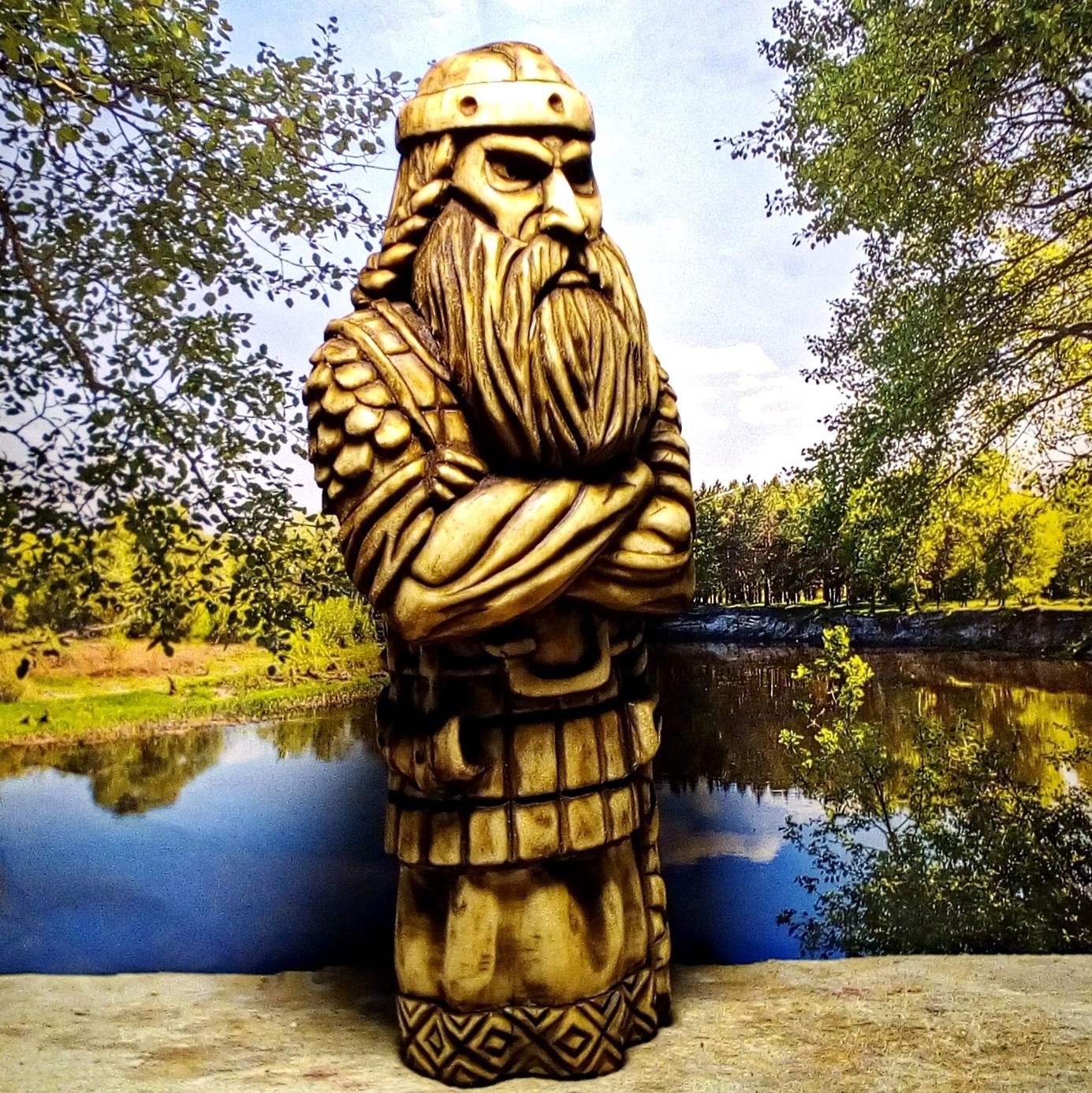 CHUR, linden material, height 20 cm.CHUR is the Slavic god of the border. - My, Wood carving, Slavic mythology, Bags, Longpost