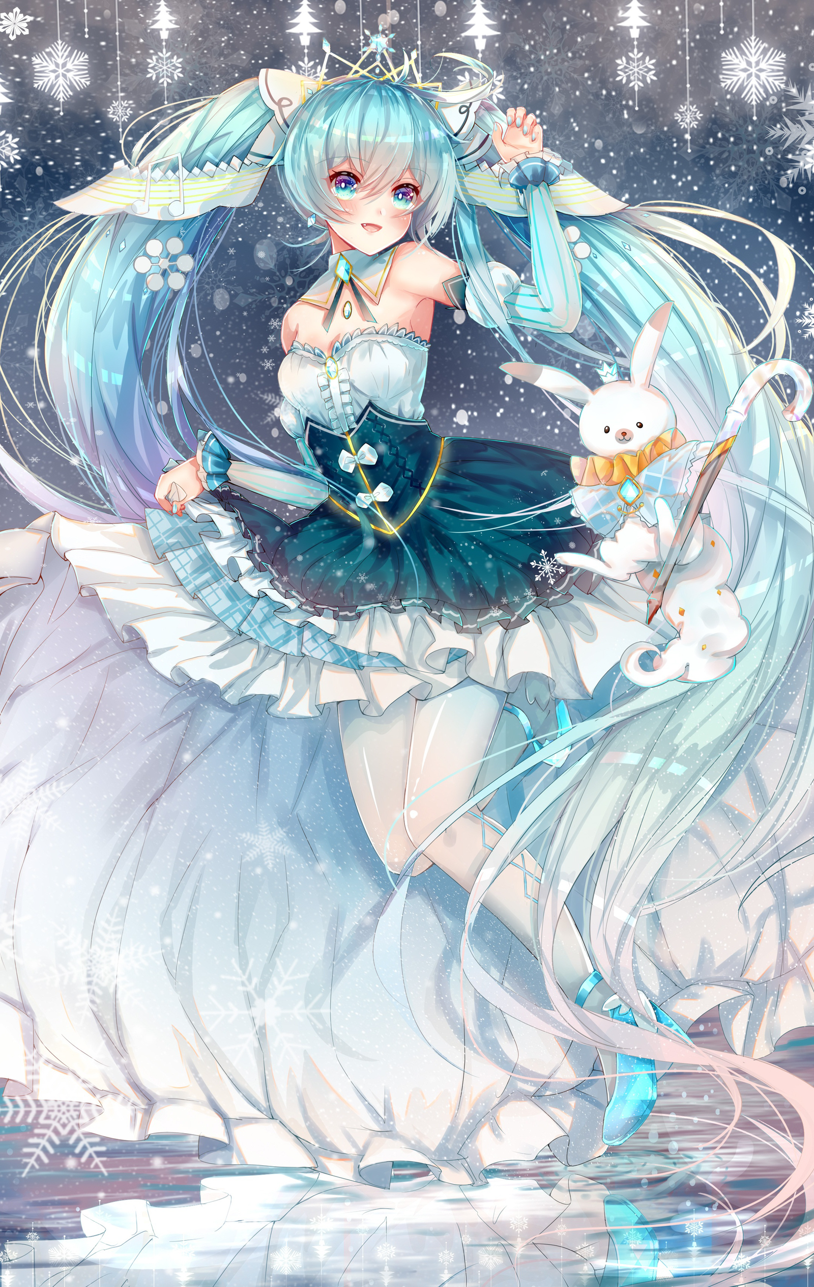 Snow miku - , Not anime, Vocaloid, Hatsune Miku, Anime art, Snow miku, Pixiv