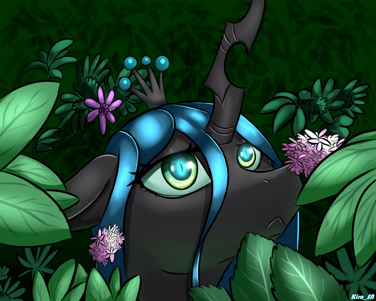 Crisis in the bushes - My little pony, Queen chrysalis, Art, Kirasunnight