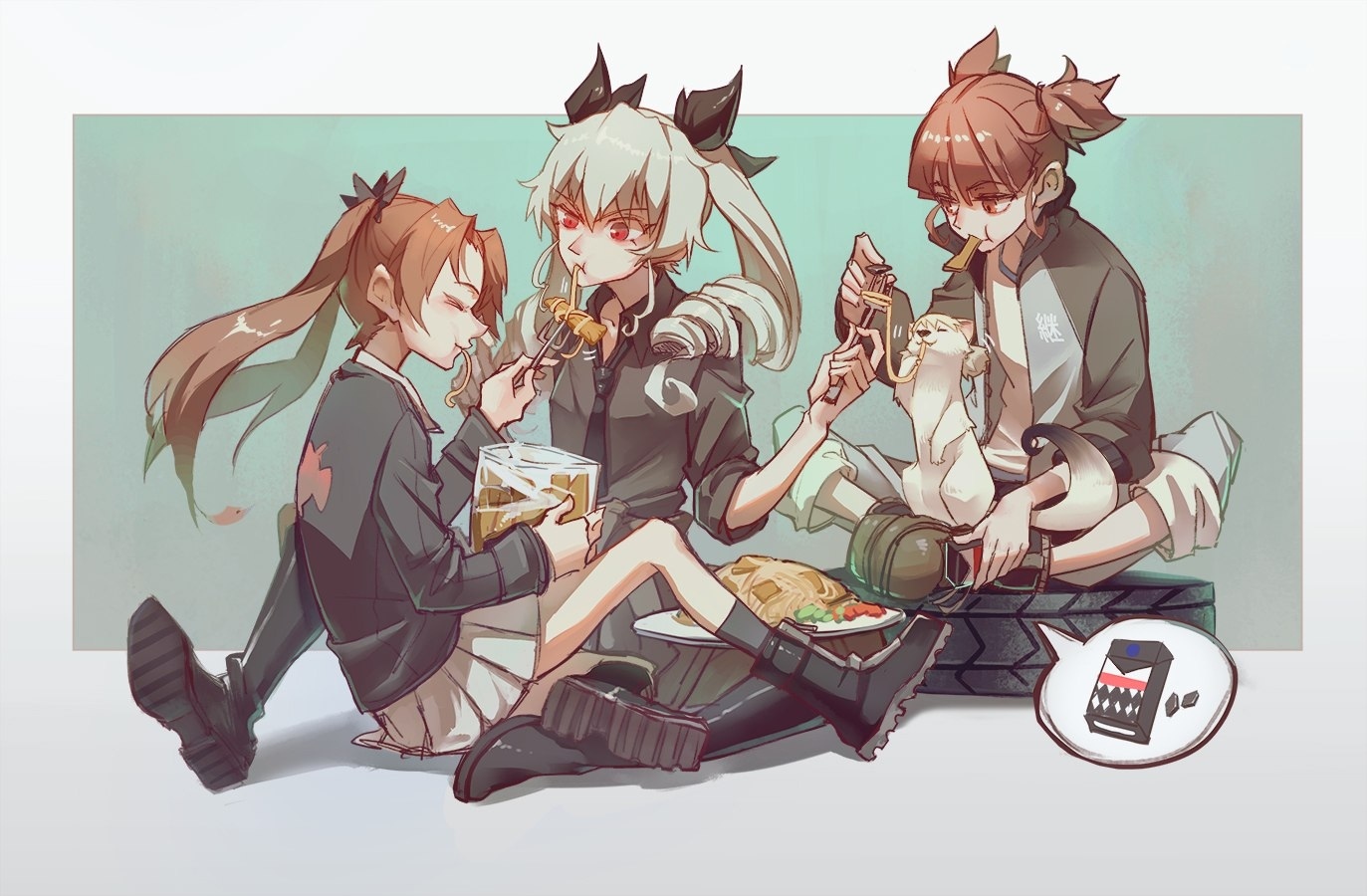 Girls und panzer - Anime, Girls und panzer, Mika, Anchovy, Darjeeling, Kay, Katyusha, Anime art, Longpost