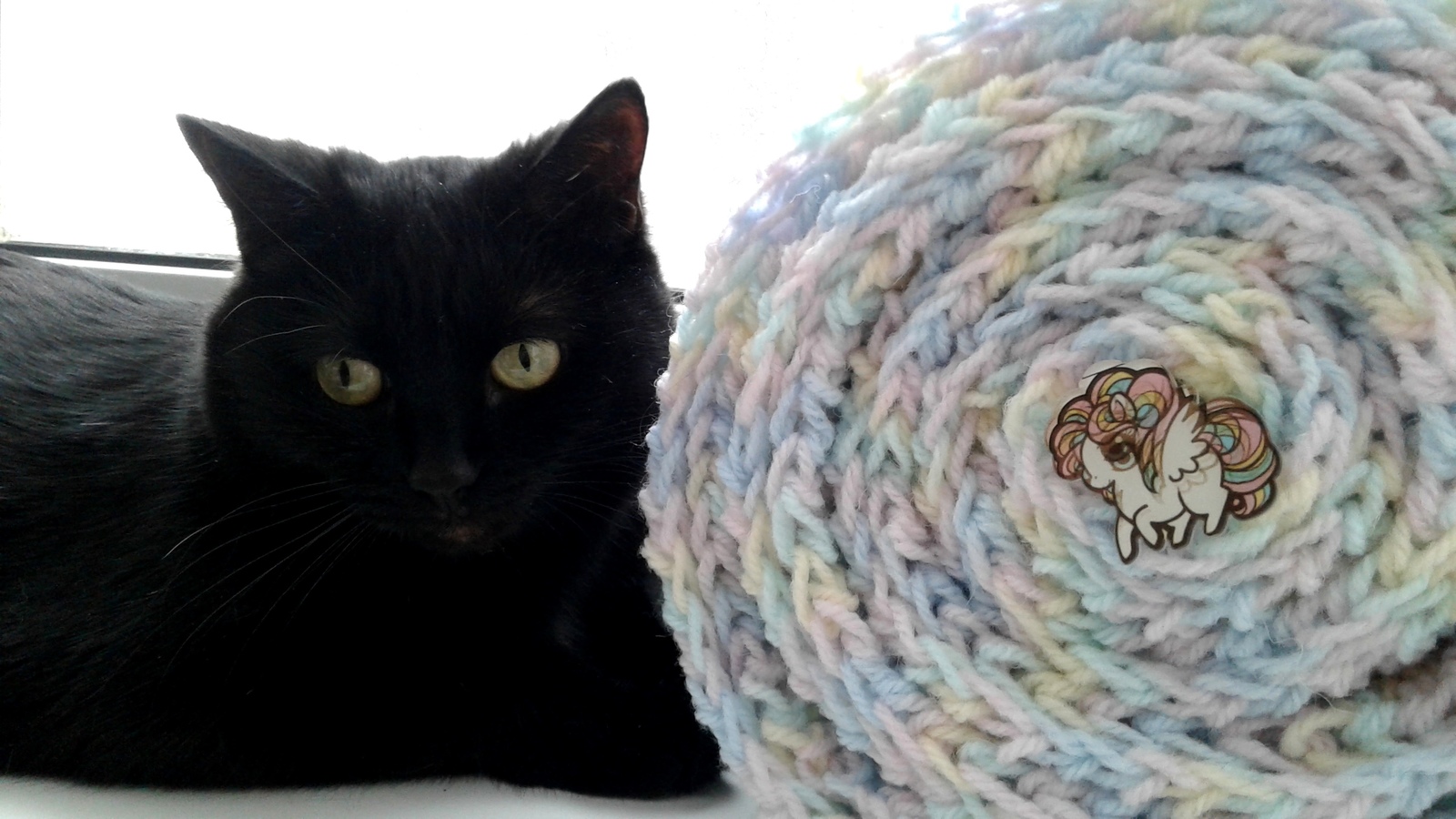 Snood from a unicorn's mane - My, Crochet, Needlework without process, Snood, cat, Unicorn, Longpost