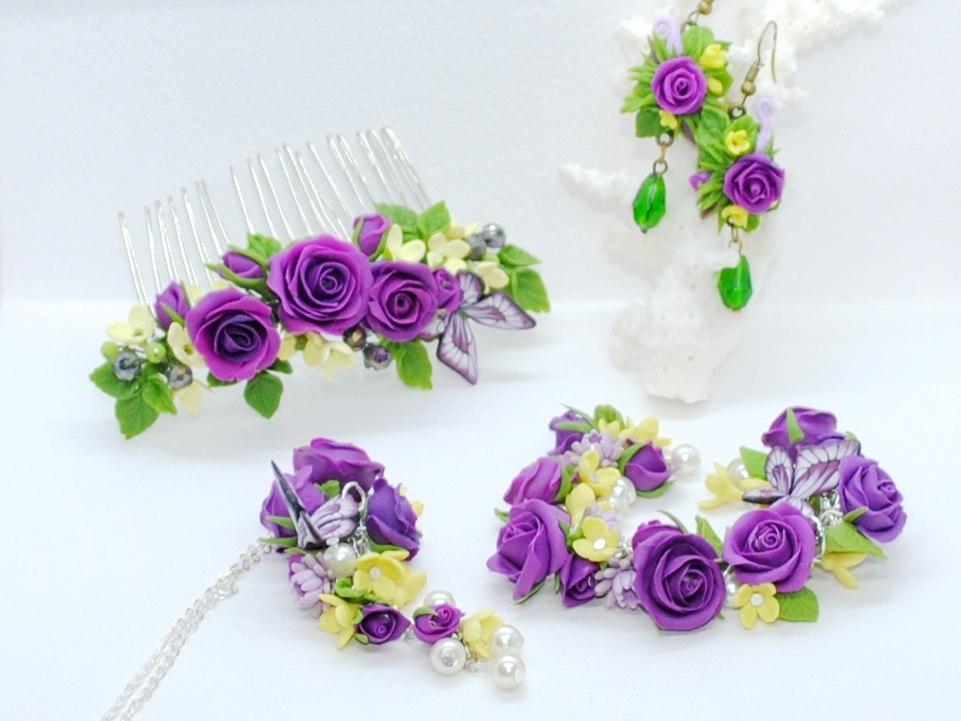 Lots of purple roses. - My, Polymer clay, Needlework without process, , Longpost