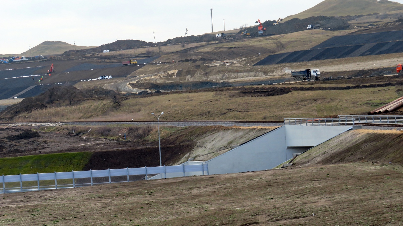 Crimean bridge. Construction of railway Approaches. Rail laying. Kerch Strait. Crimea. January 2019. - Crimea, Crimean bridge, Kerch bridge, Building, , Kerch Strait, Video, Longpost