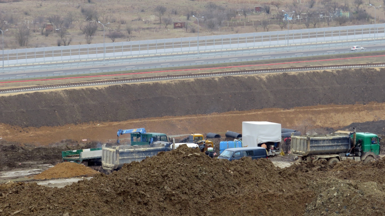 Crimean bridge. Construction of railway Approaches. Rail laying. Kerch Strait. Crimea. January 2019. - Crimea, Crimean bridge, Kerch bridge, Building, , Kerch Strait, Video, Longpost