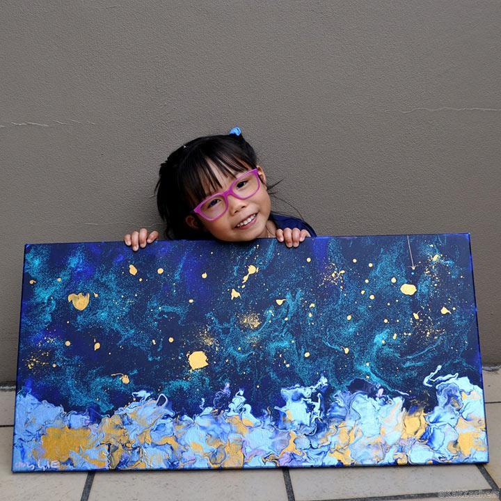 5-year-old girl paints amazing paintings and sells them for charity - Charity, Painting, Children, Beginner artist, Abstractionism, Longpost