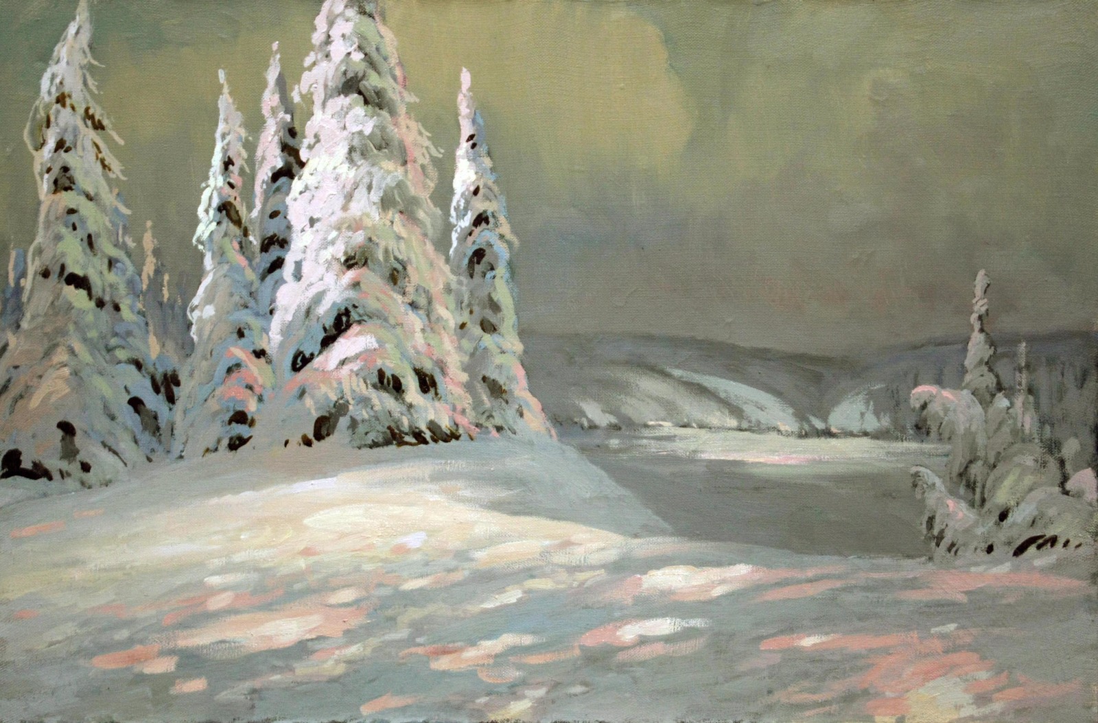 Siberia - My, Painting, Winter, Siberia, Snow, Landscape, Painting