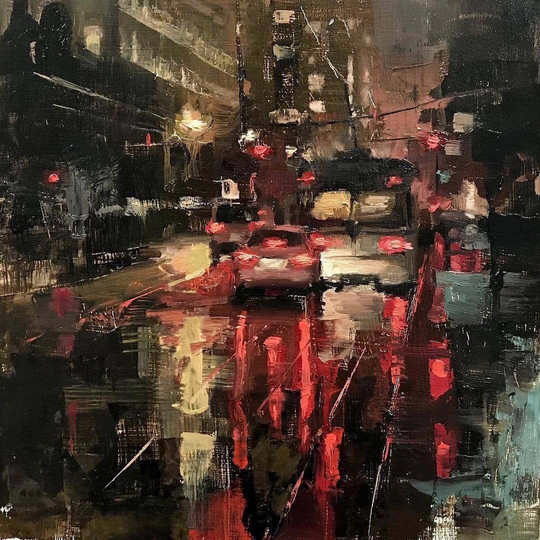 Artist Jacob Dhein - Art, Painting, Artist, Night, Town