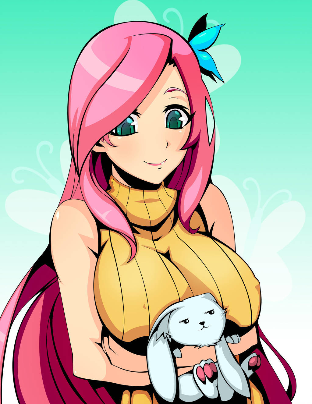 Fluttershy - My little pony, Fluttershy, MLP Edge, Humanization, Angel bunny, 