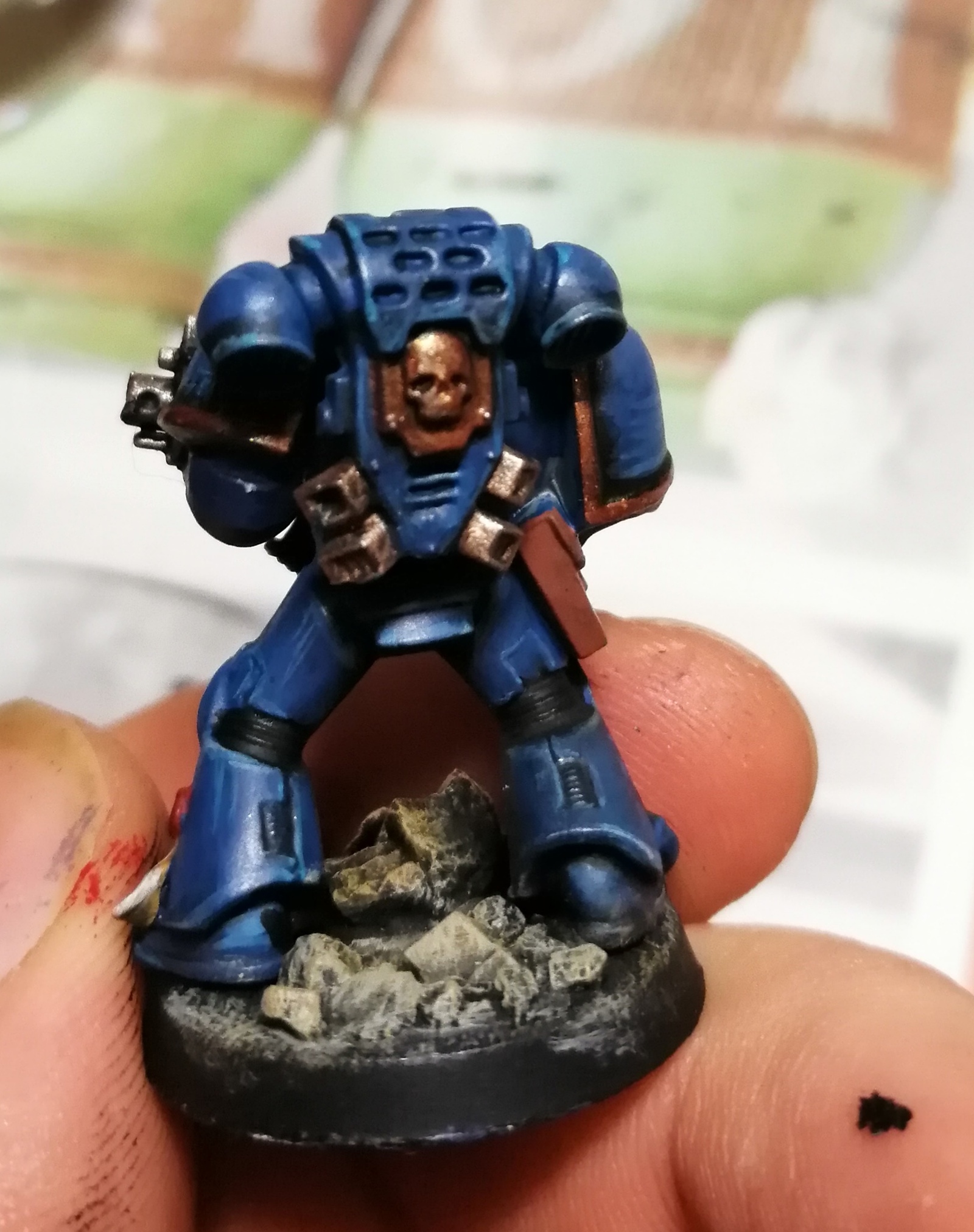 The first attempts to paint the Space Marines - My, Warhammer 40k, Space Marine, Ultramarines, Painting miniatures, Longpost