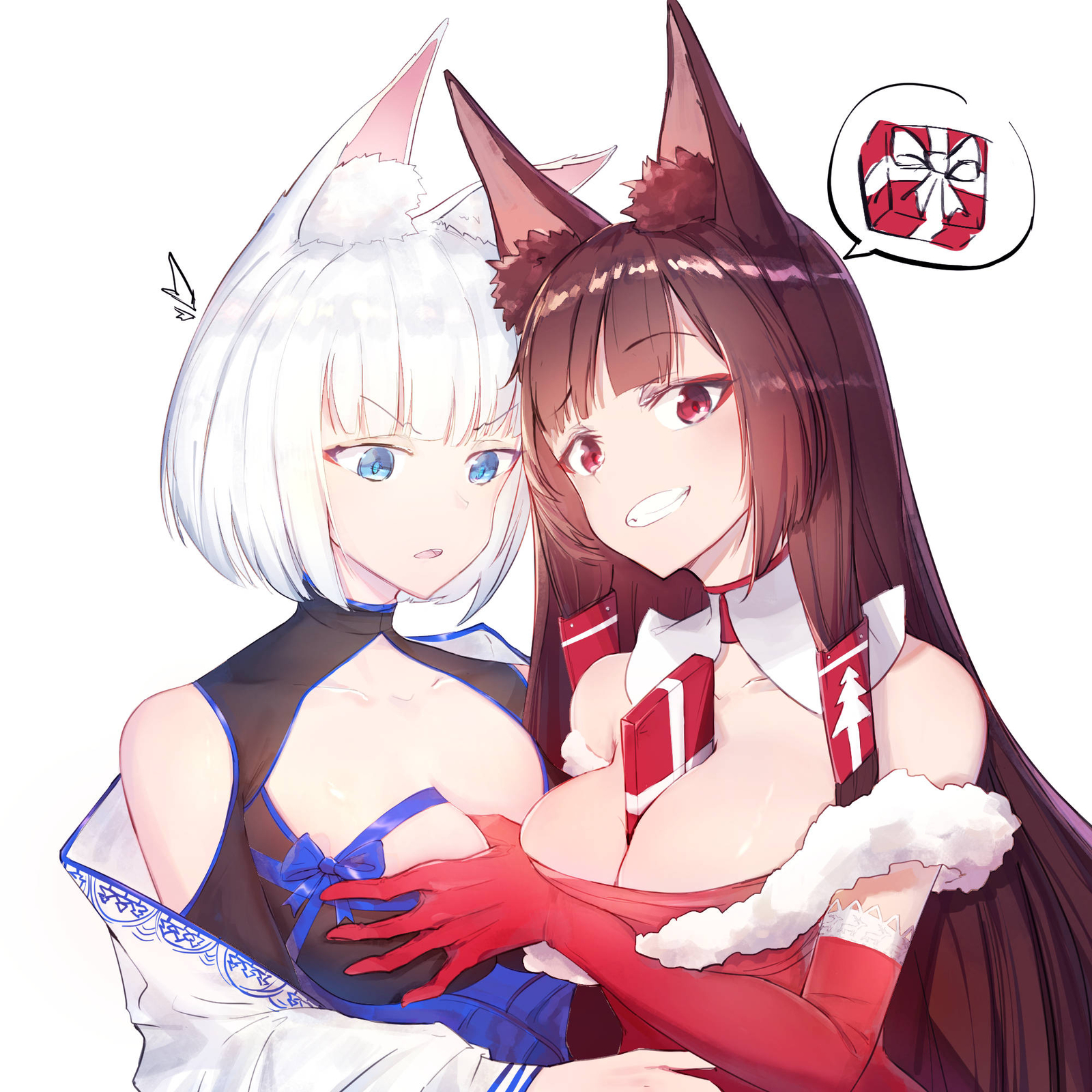 Akagi & Kaga - NSFW, Azur Lane, Akagi, Kaga, Anime Art, Аниме, Арт, Этти, Подарки