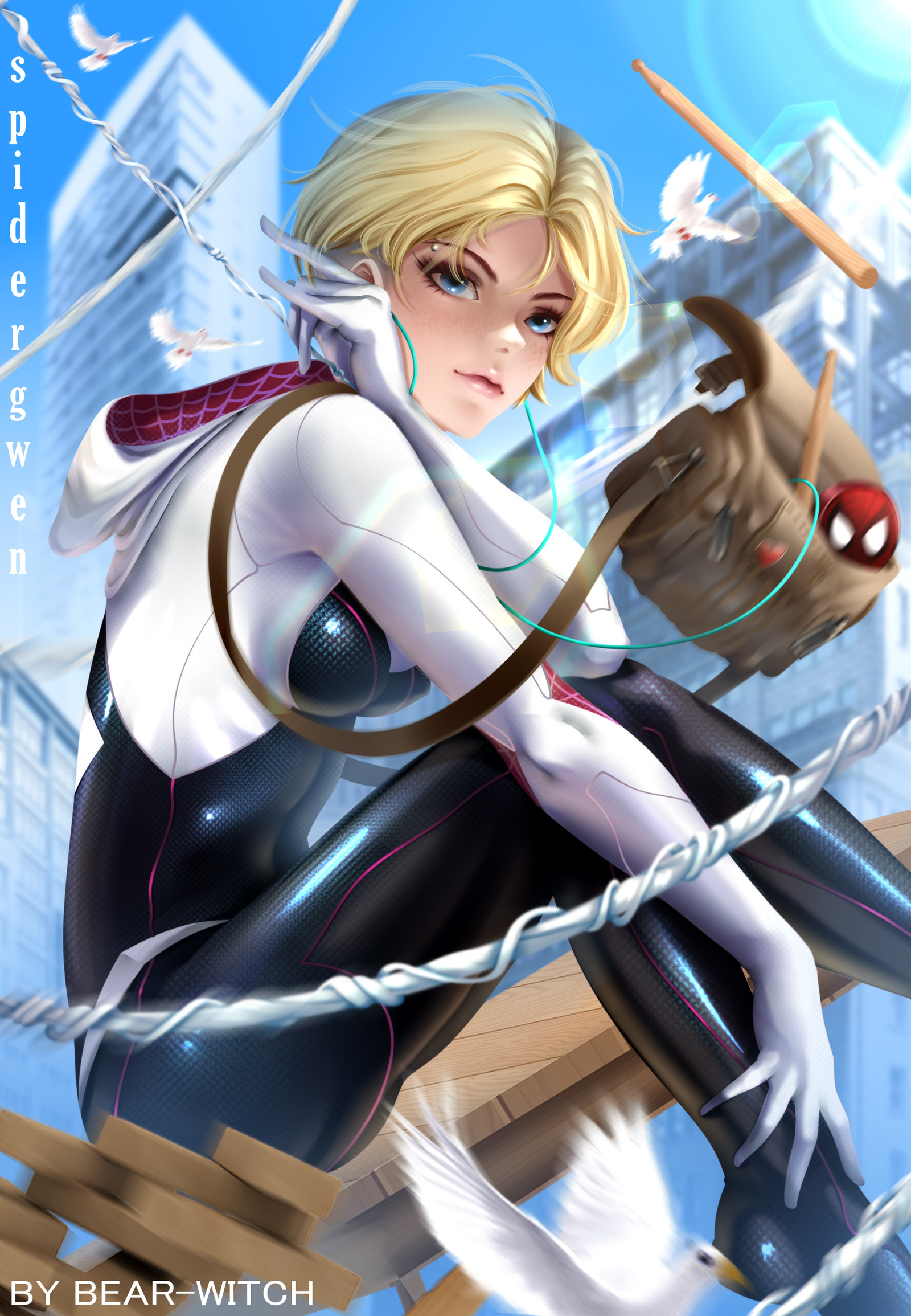 By Witchzz BearWitch - Bear-Witch, Art, Drawing, Street fighter, Gwen Stacy, Chun-Li, Longpost, Spider-gwen