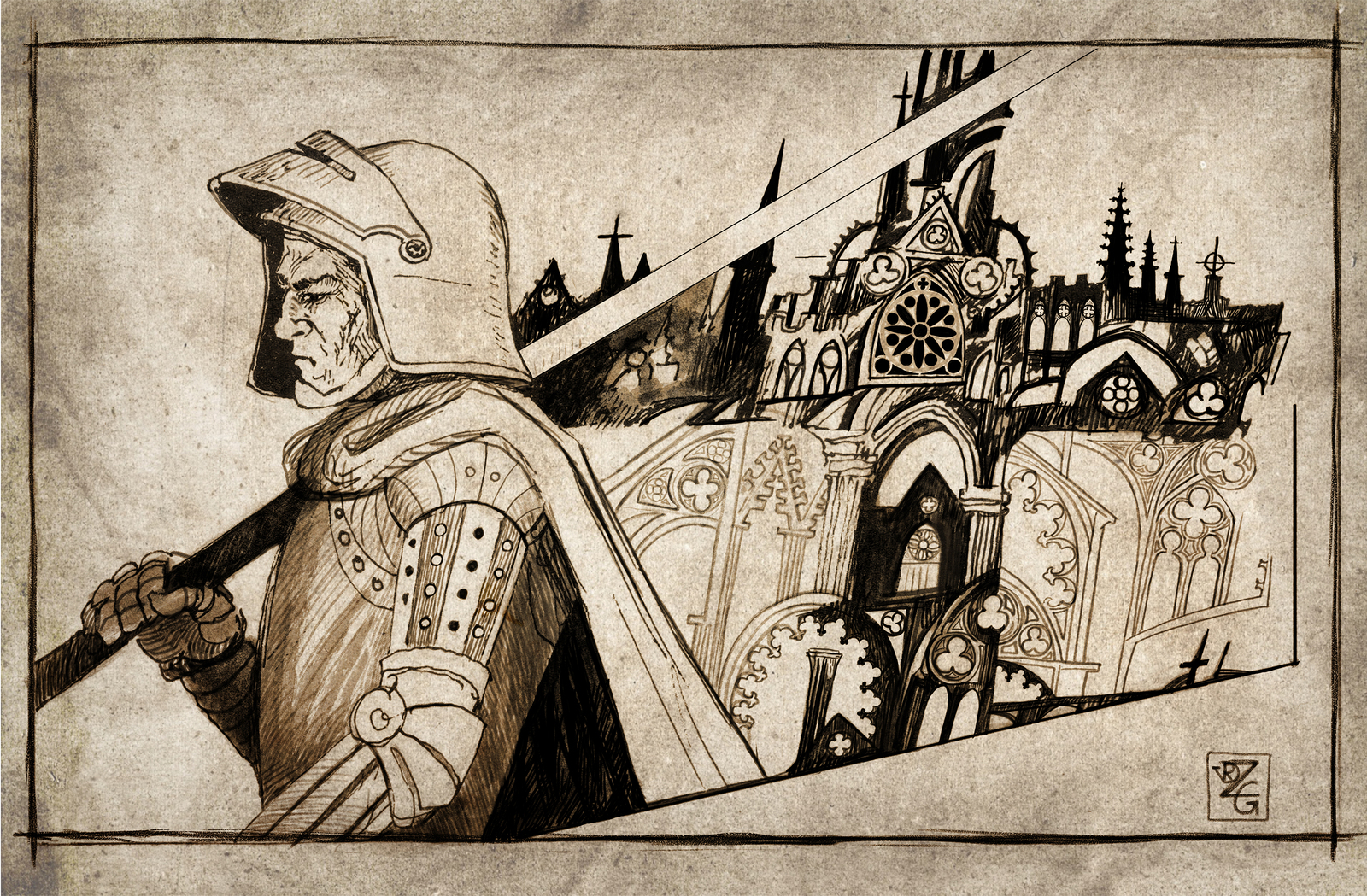 training sketch - My, Sketch, Nikolay Gumilev, Gothic, Knight, Photoshop, Digital drawing, Drawing, Illustrations