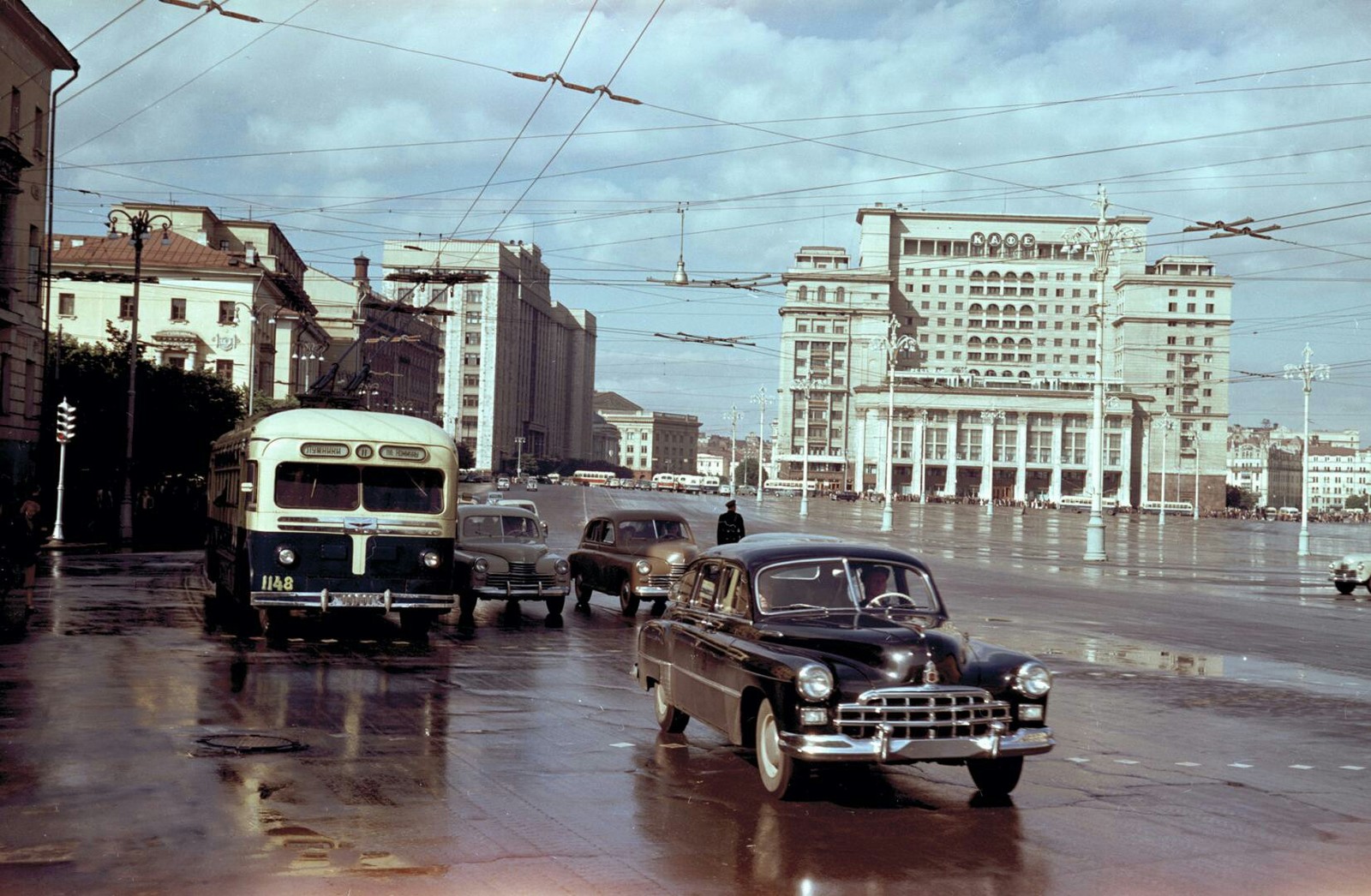 Rainy Moscow 1956 - Moscow, the USSR, Historical photo