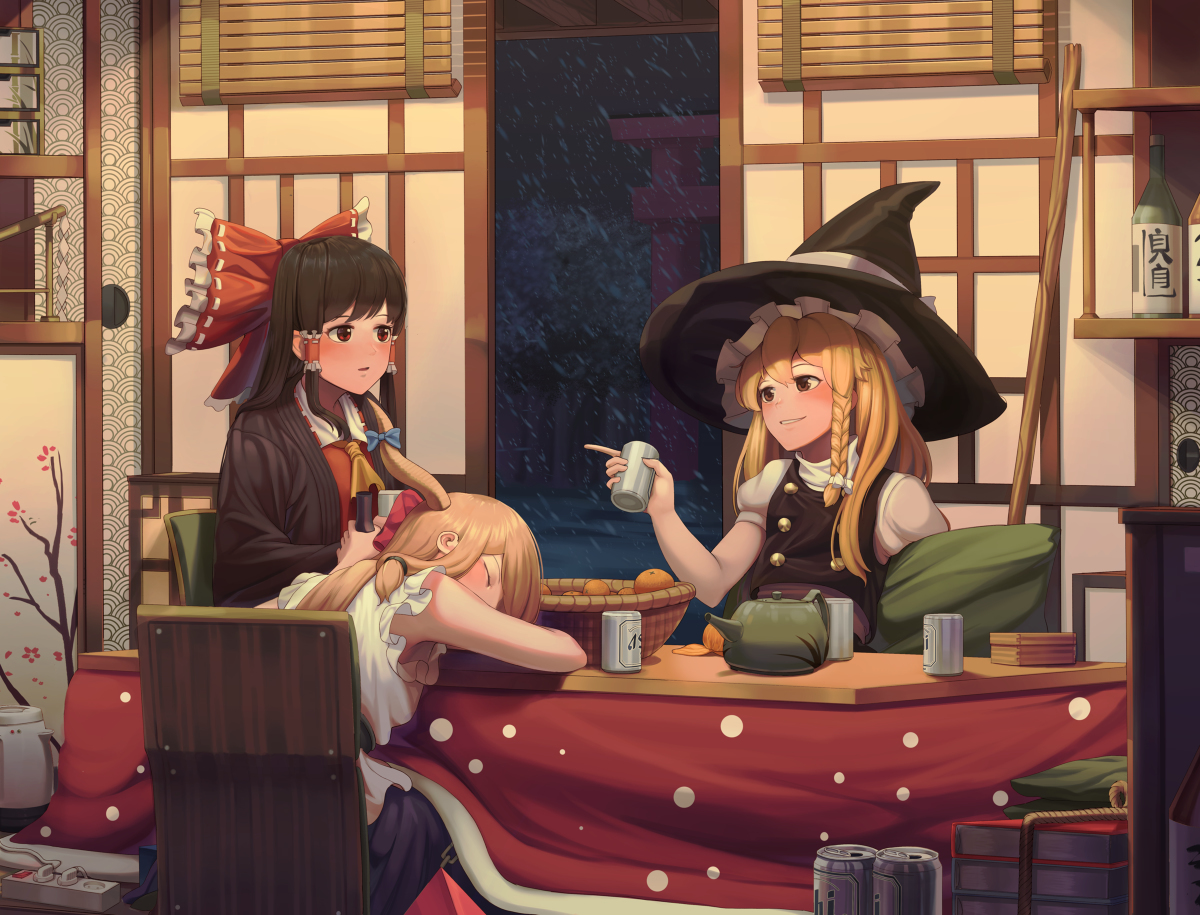 Артик от goback - Anime Art, Аниме, Hakurei Reimu, Ibuki Suika, Kirisame Marisa, Touhou, Goback