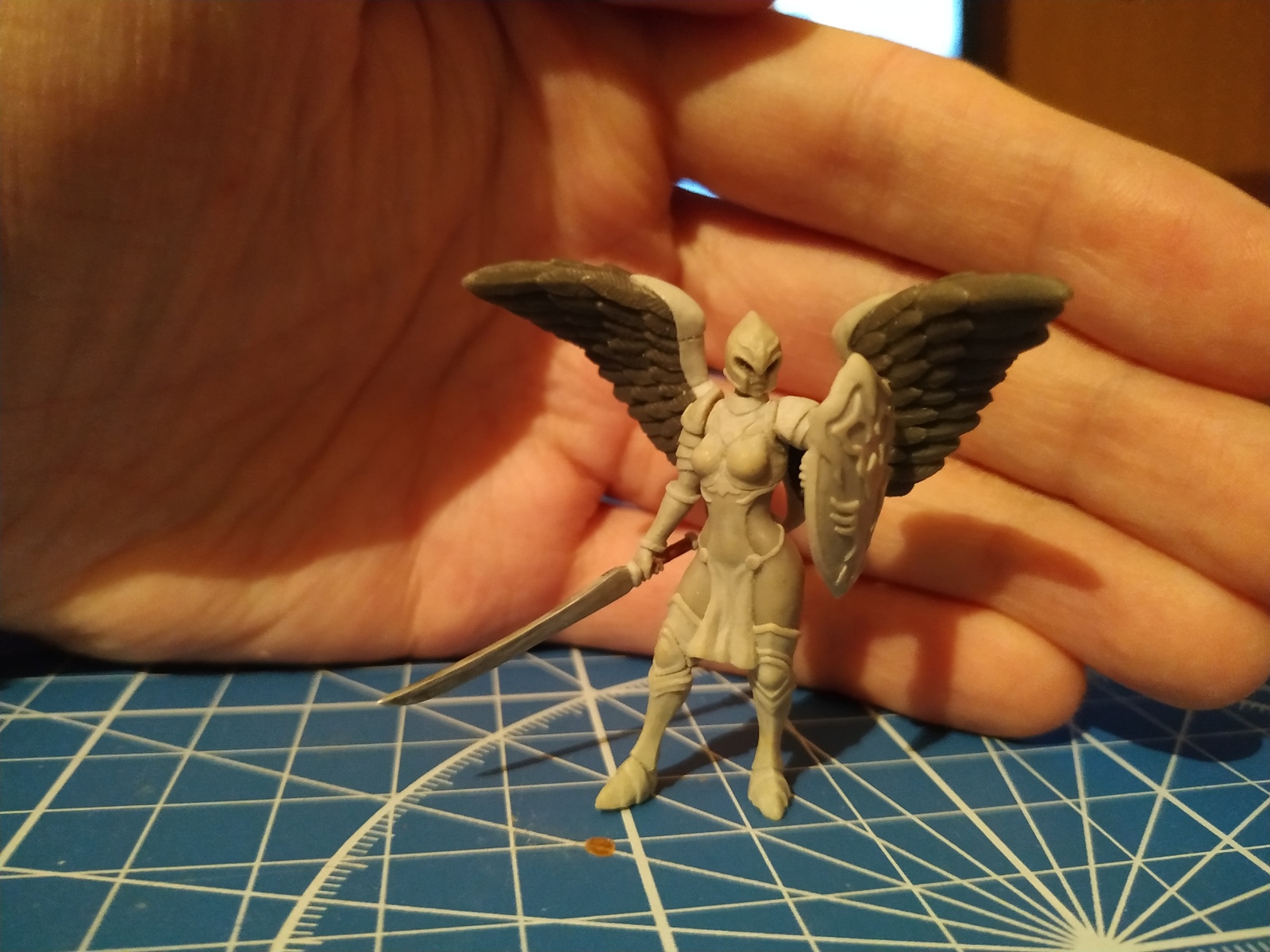 Warrior with wings - My, Needlework with process, Miniature, Лепка, Fantasy, With your own hands, Figurine, Valkyrie, Polymer clay, Longpost, Figurines