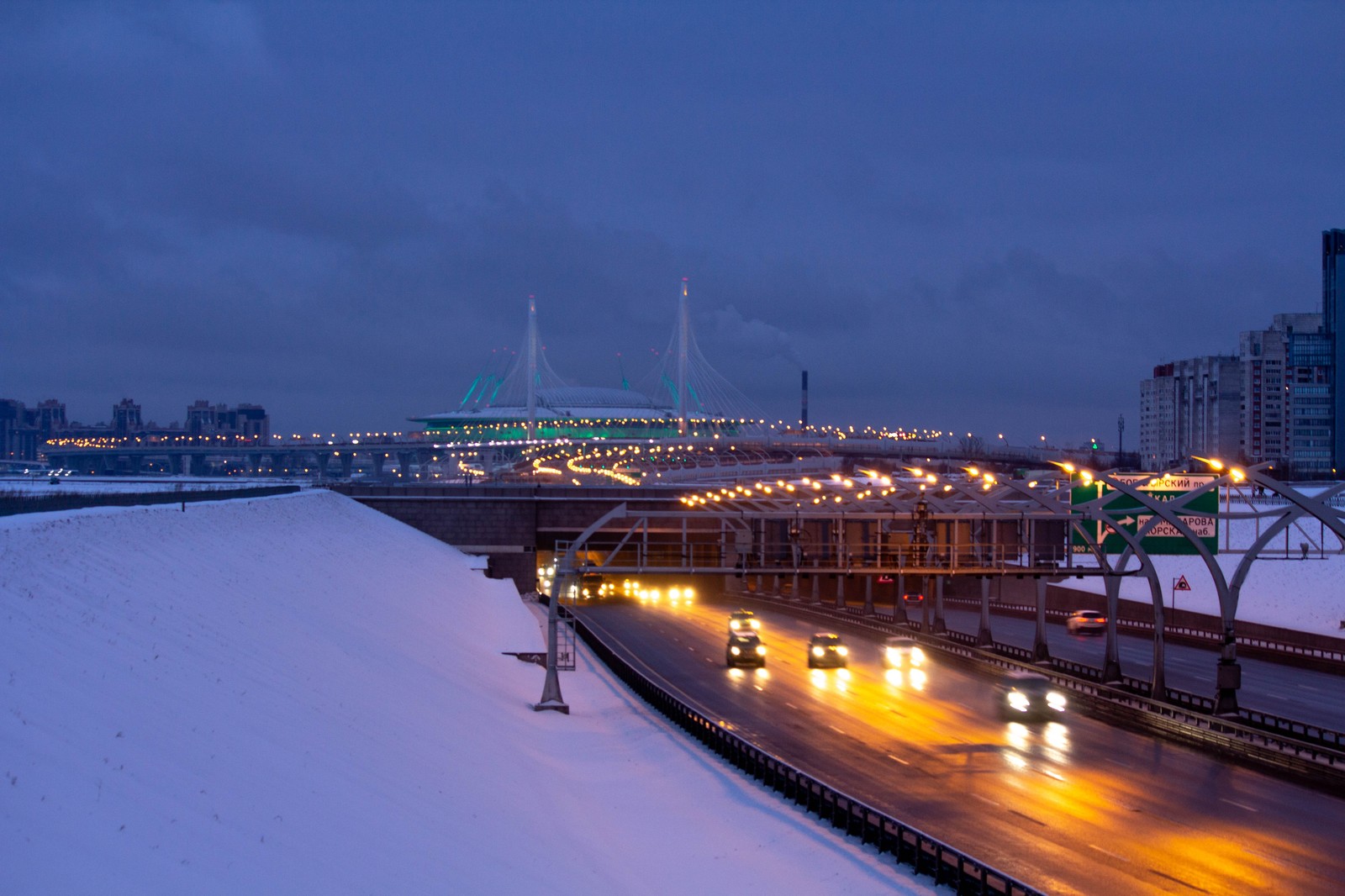 Zsd on the other side - My, The photo, Zsd, Bridge, Zenith Stadium, Longpost