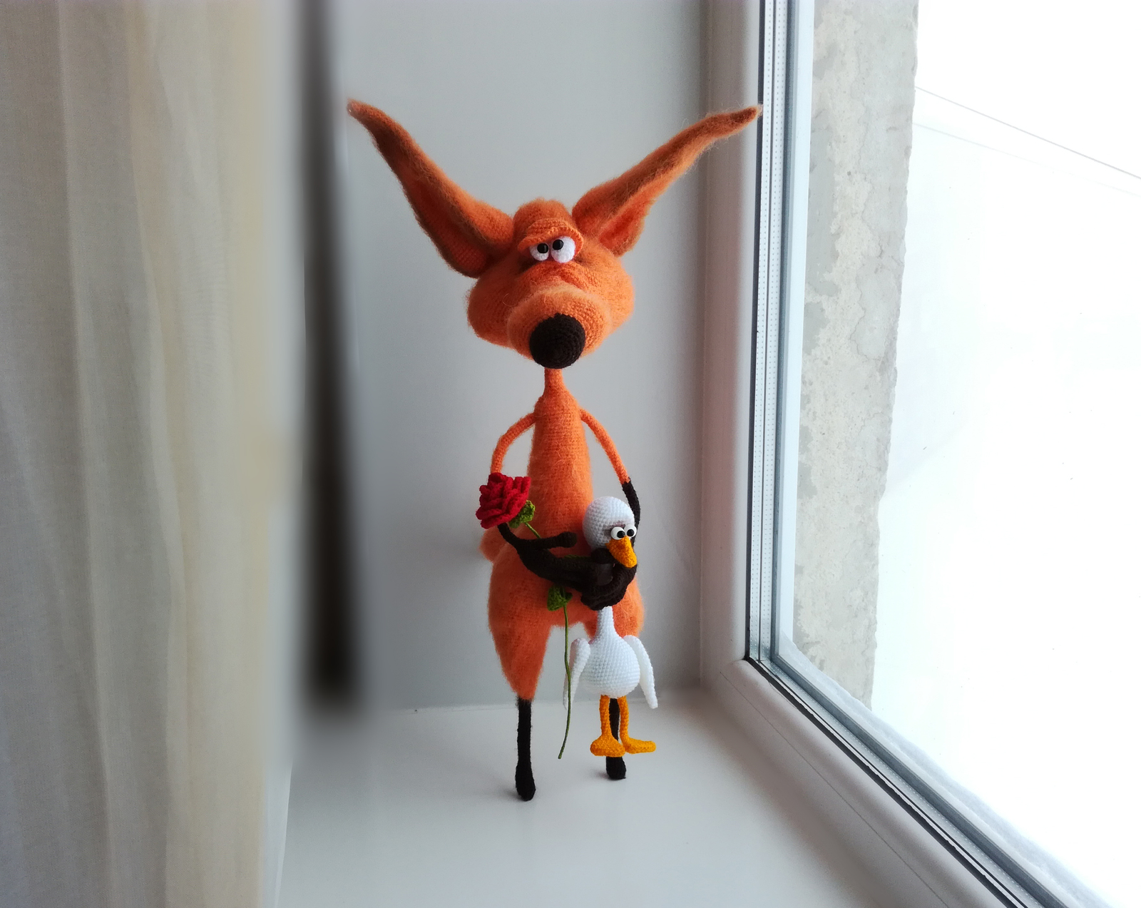 Fox Hans. - My, Knitting, Needlework without process, Amigurumi, Needlework, Crochet, Fox, Longpost