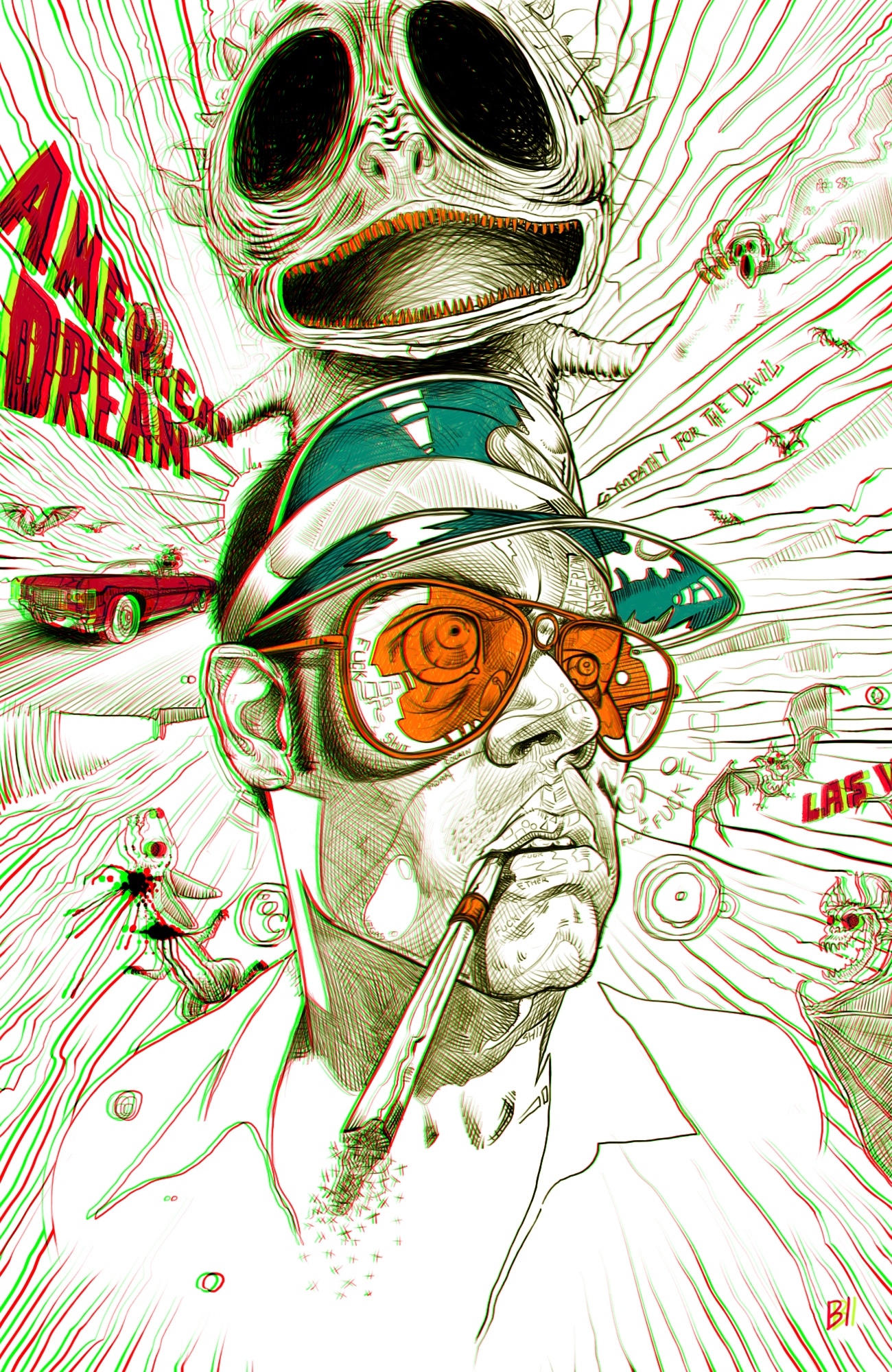 Aaahhh, mom, is this really the end? Turned inside out and again in amphetamine psychosis? - My, Fear and Loathing in Las Vegas, Hunter Thompson, Art, Longpost