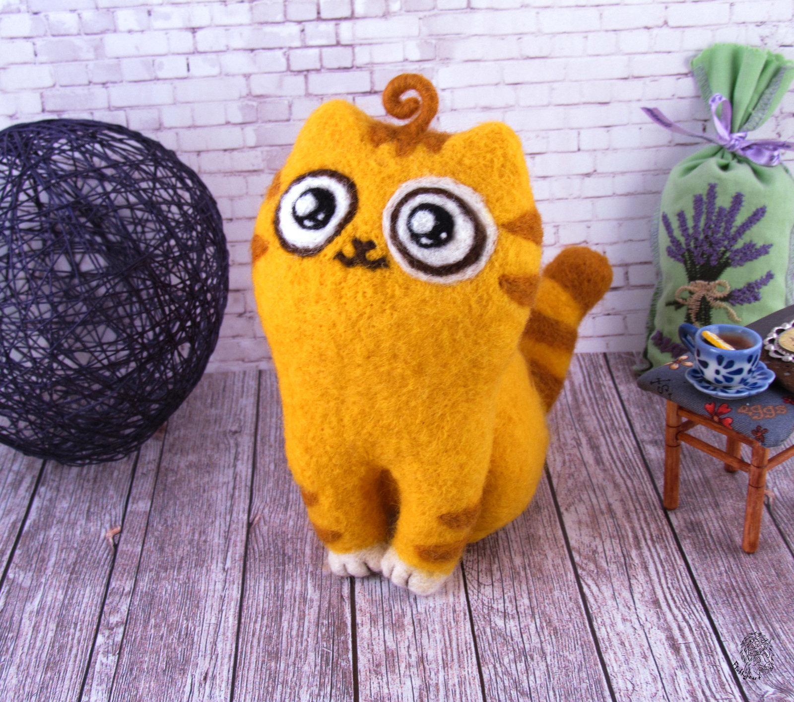 Peach Cat - My, Stickers Cat Peach, VK Stickers, Longpost, Dry felting, Presents, Wool toy, cat