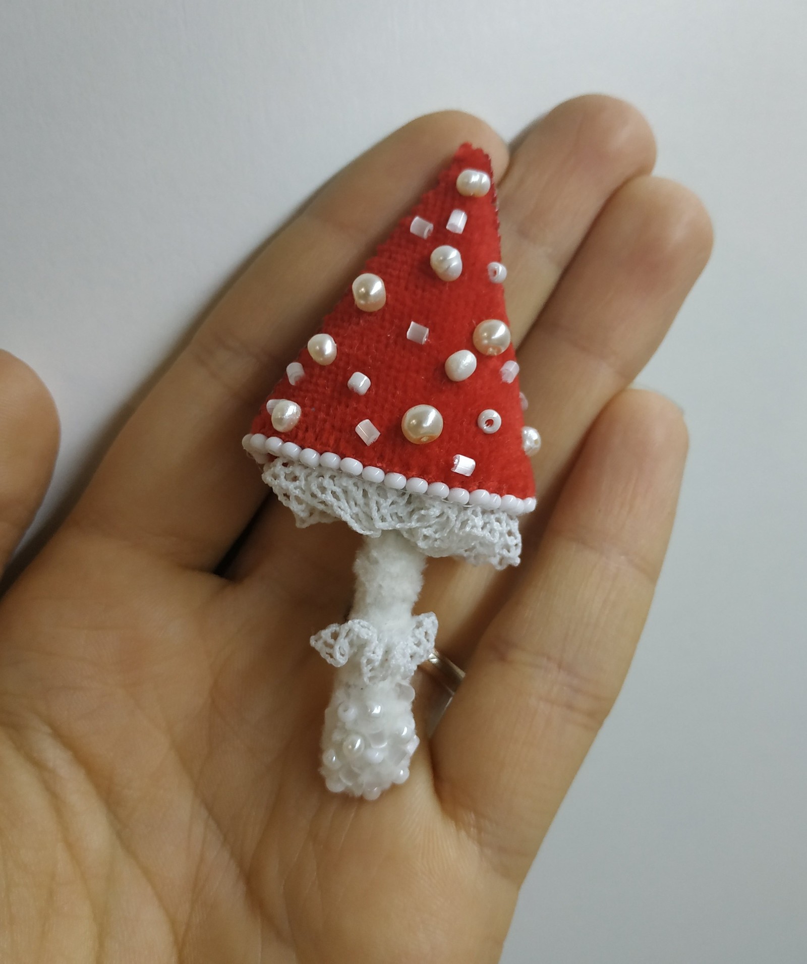 Mushrooms, let me go! - My, Fly agaric, Brooch, Handmade, Longpost, Needlework without process