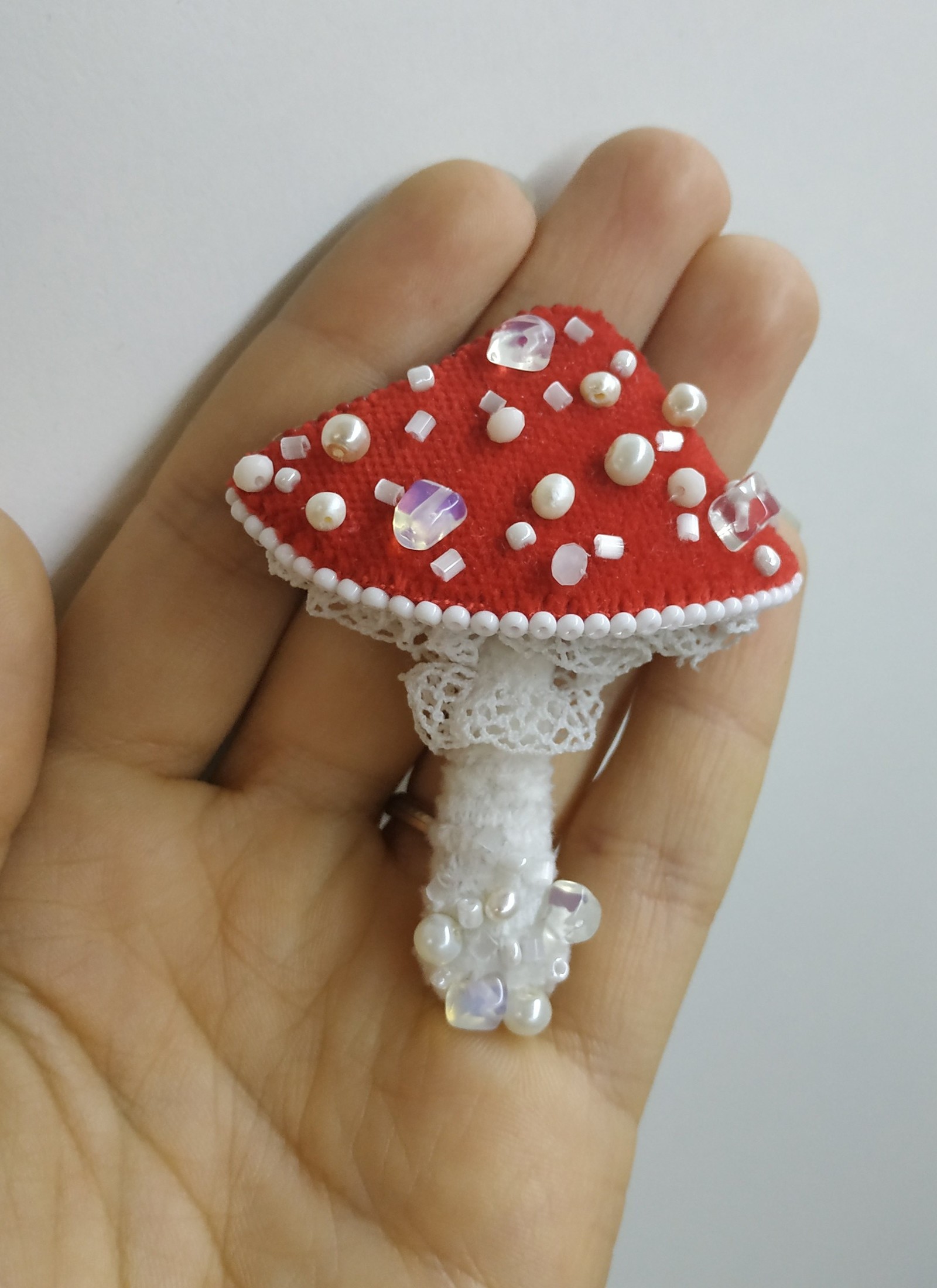 Mushrooms, let me go! - My, Fly agaric, Brooch, Handmade, Longpost, Needlework without process