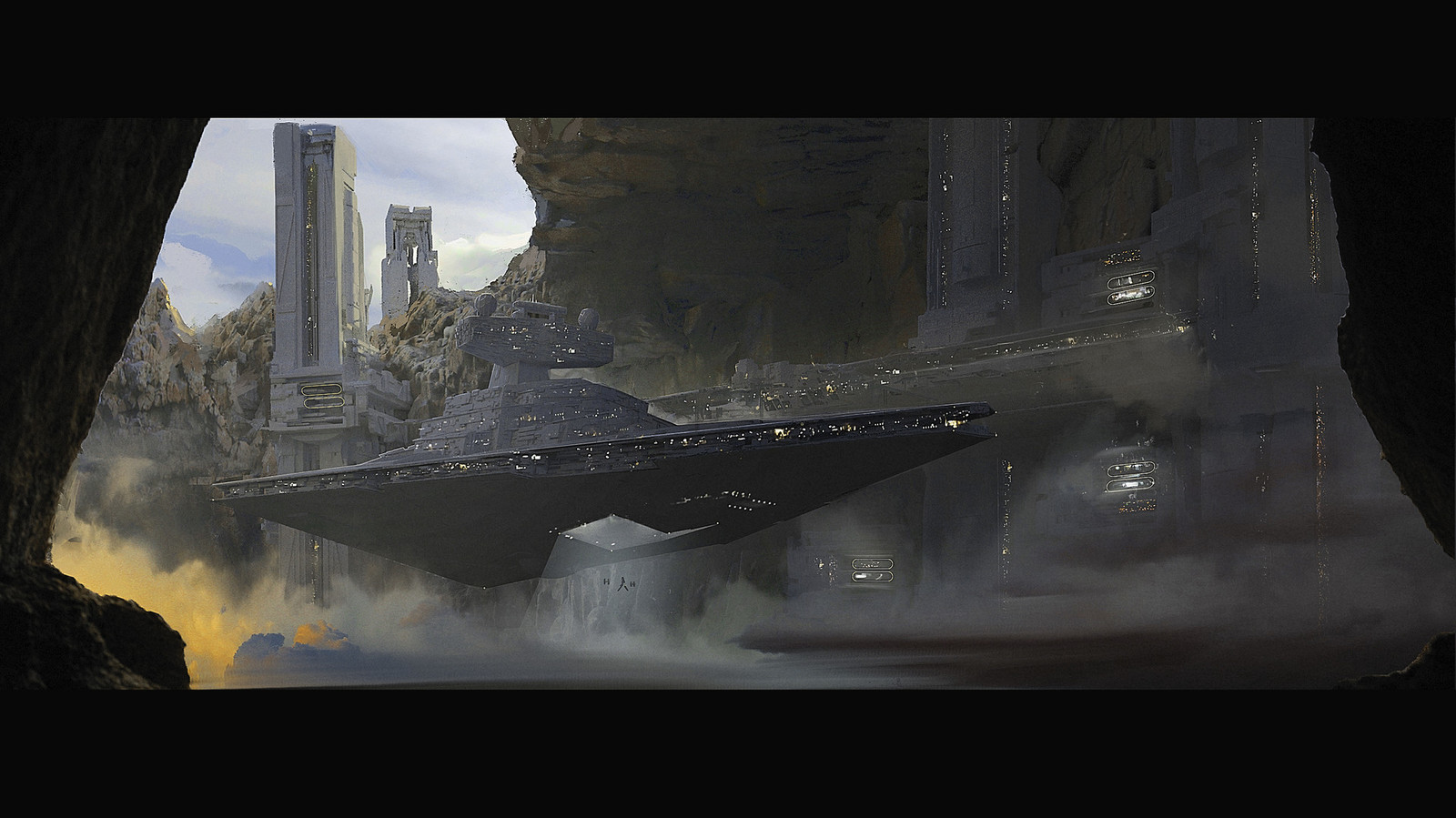 Star Destroyer - My, Star Wars, Matte painting, Science fiction, Landscape, The mountains, Drawing, Digital drawing, 