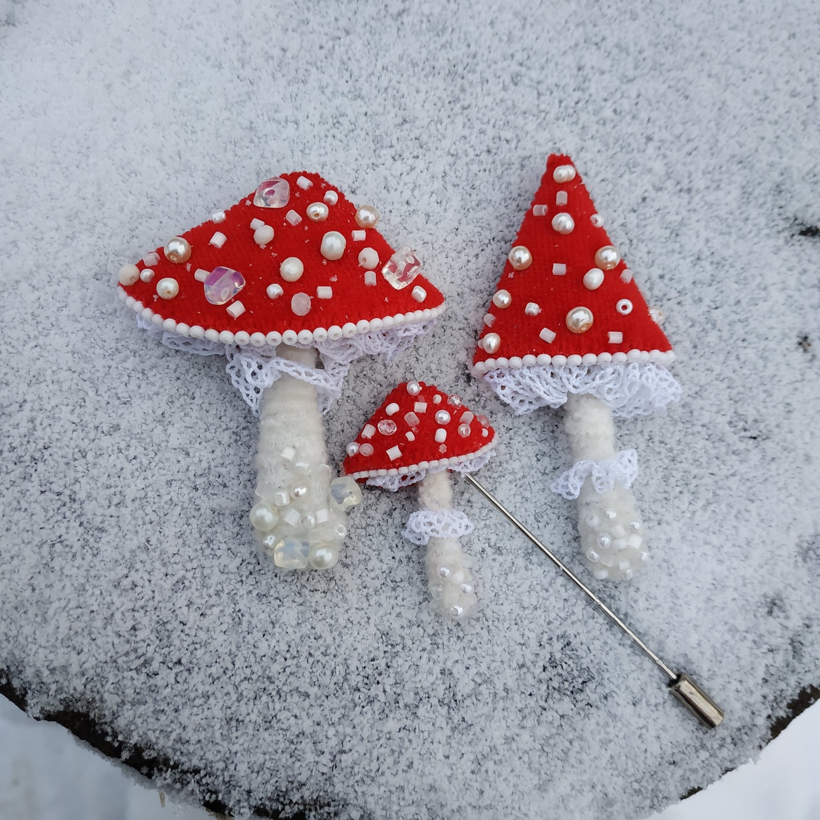 Mushrooms, let me go! - My, Fly agaric, Brooch, Handmade, Longpost, Needlework without process