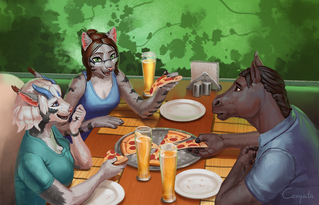 Time for pizza - My, Furry, Art, Anthro, Conqista