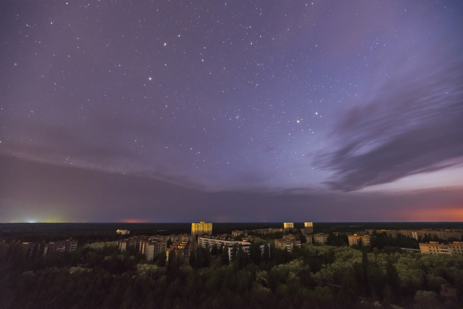 Ночная Припять - Моё, Припять, Чернобыль, Сталкер, Фотография, Звездное небо, Ночь