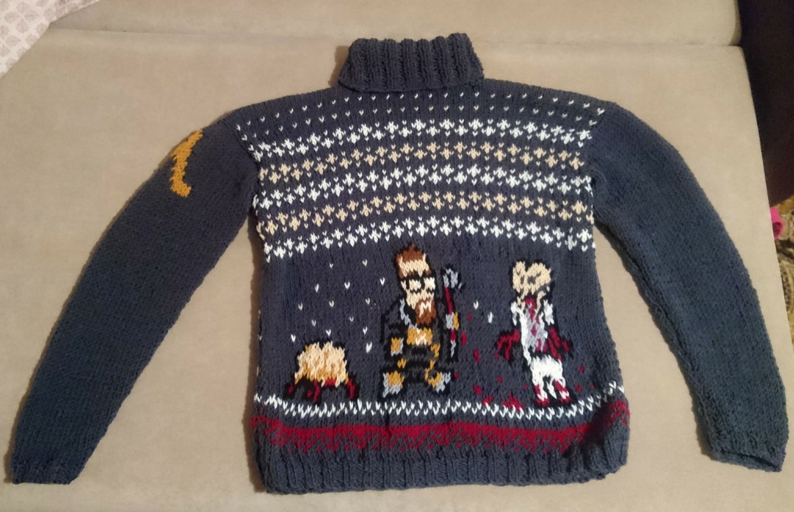 Sweater for gaming nostalgia - My, Pullover, Needlework without process, Half-life, Knitting, Headcrab, Longpost