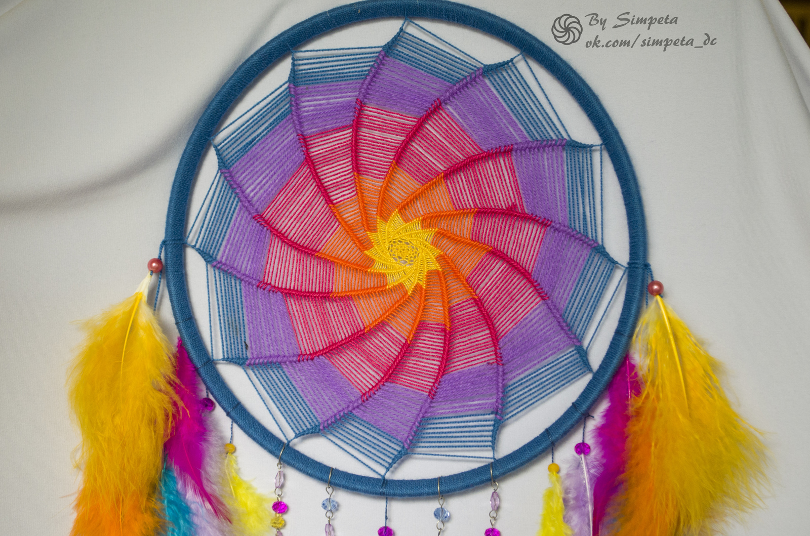 Dreamcatcher Tropical Sunset - My, Bysimpeta, Handmade, Needlework, Needlework without process, With your own hands, , Dreamcatcher, Longpost