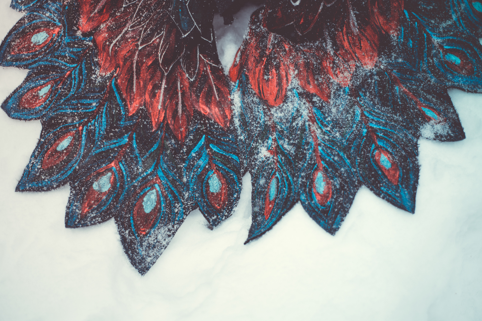 Shawl Wings #2 (or the vicissitudes of filming in the snow) - My, Kai Yara, Wings, Shawl, Boho, , Winter, Longpost