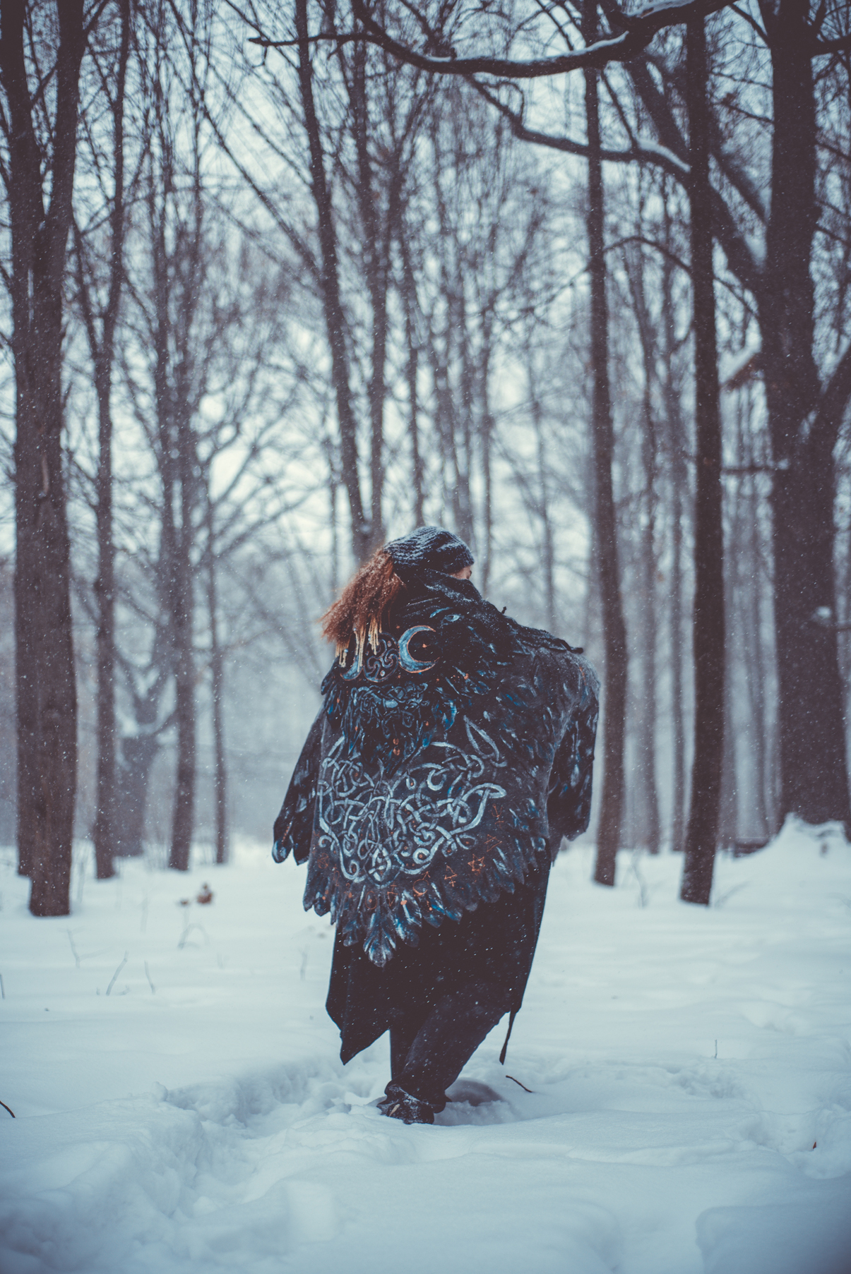 Shawl Wings #2 (or the vicissitudes of filming in the snow) - My, Kai Yara, Wings, Shawl, Boho, , Winter, Longpost