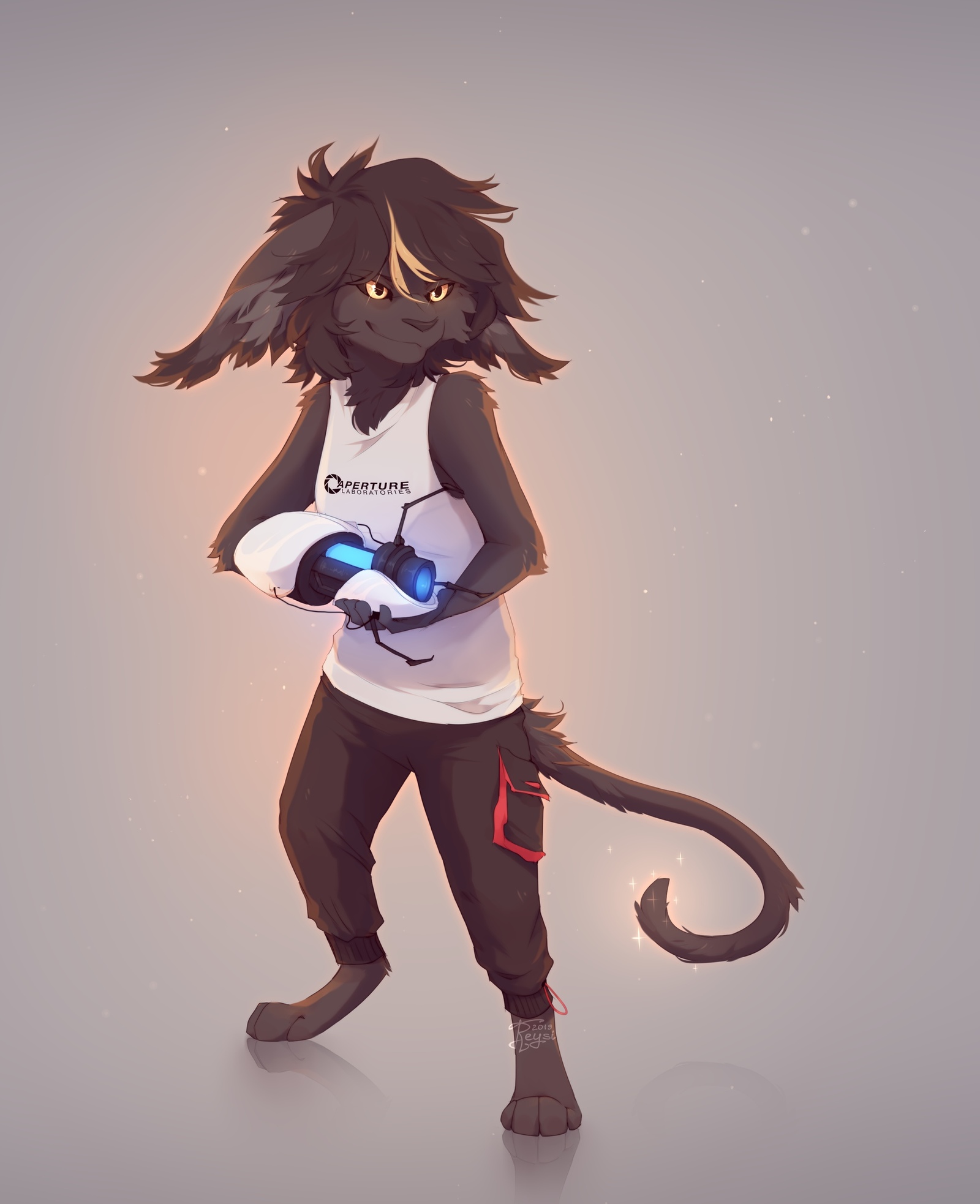 Portal time - Furry, Anthro, Art, Furry feral, Portal, Reysi, Longpost