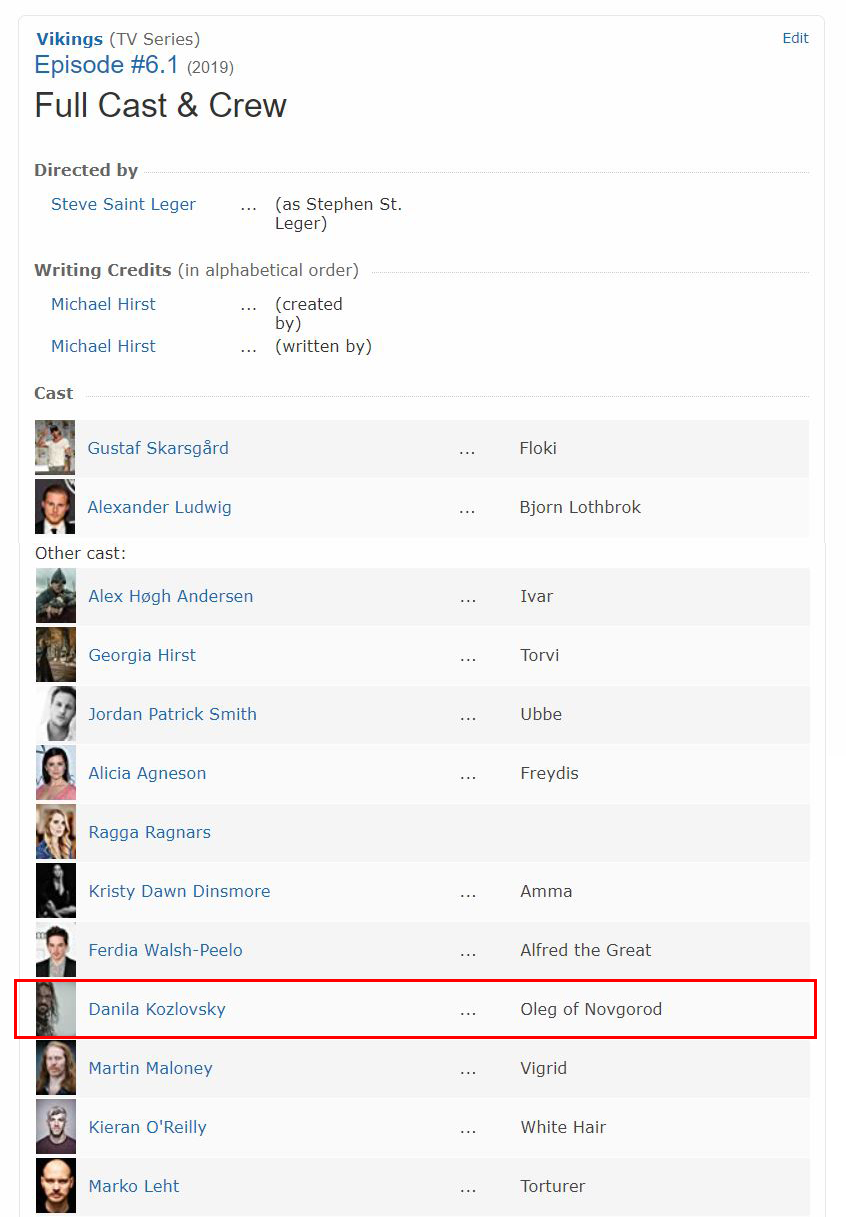 I wonder why not Vladimir - IMDb, Викинги, , Actors and actresses