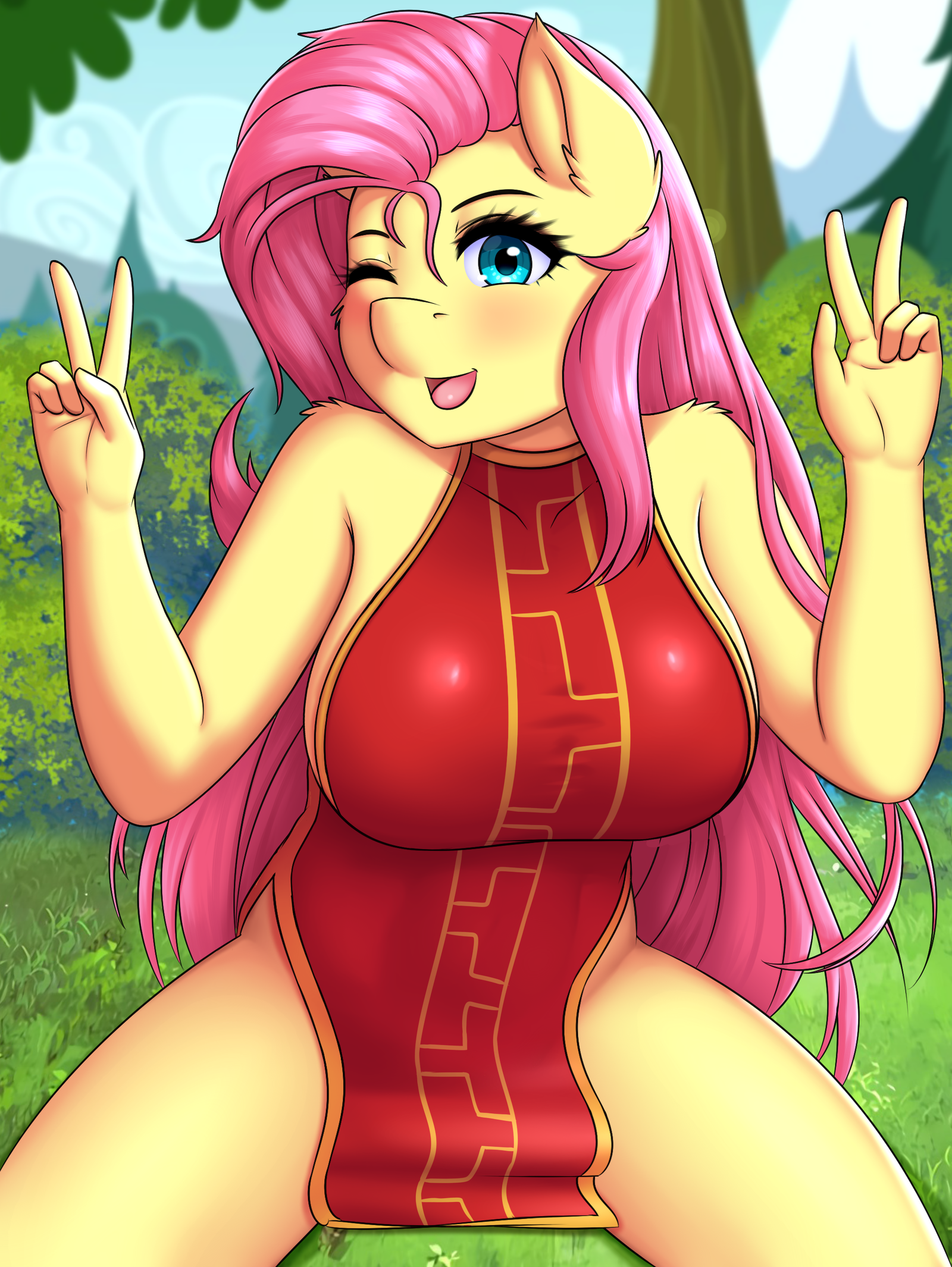 Gorgeous Dress - My little pony, Fluttershy, Anthro, MLP Edge, Twistedscarlett60